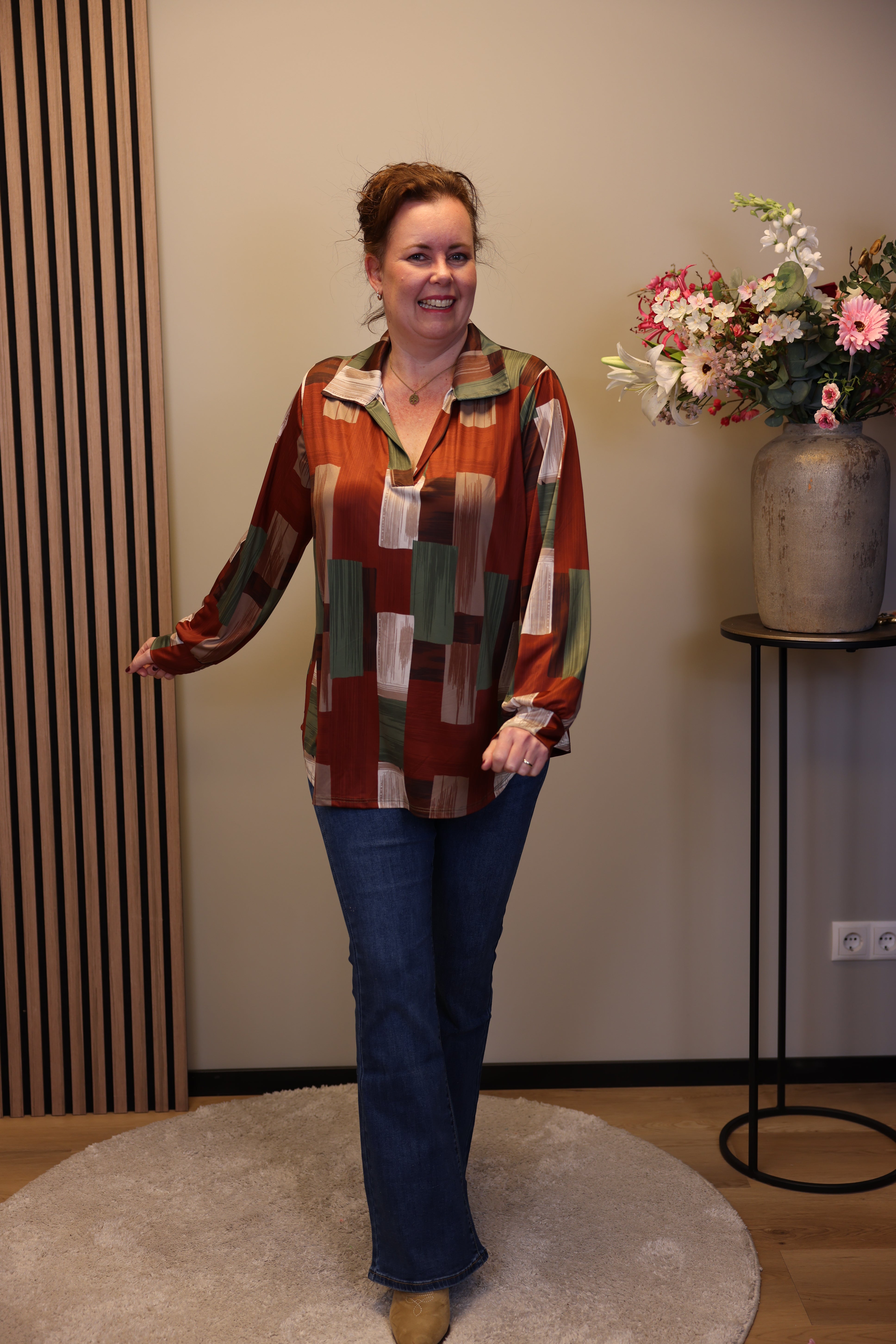 Verona | Bluse mit Kragen blau 48 bis 52