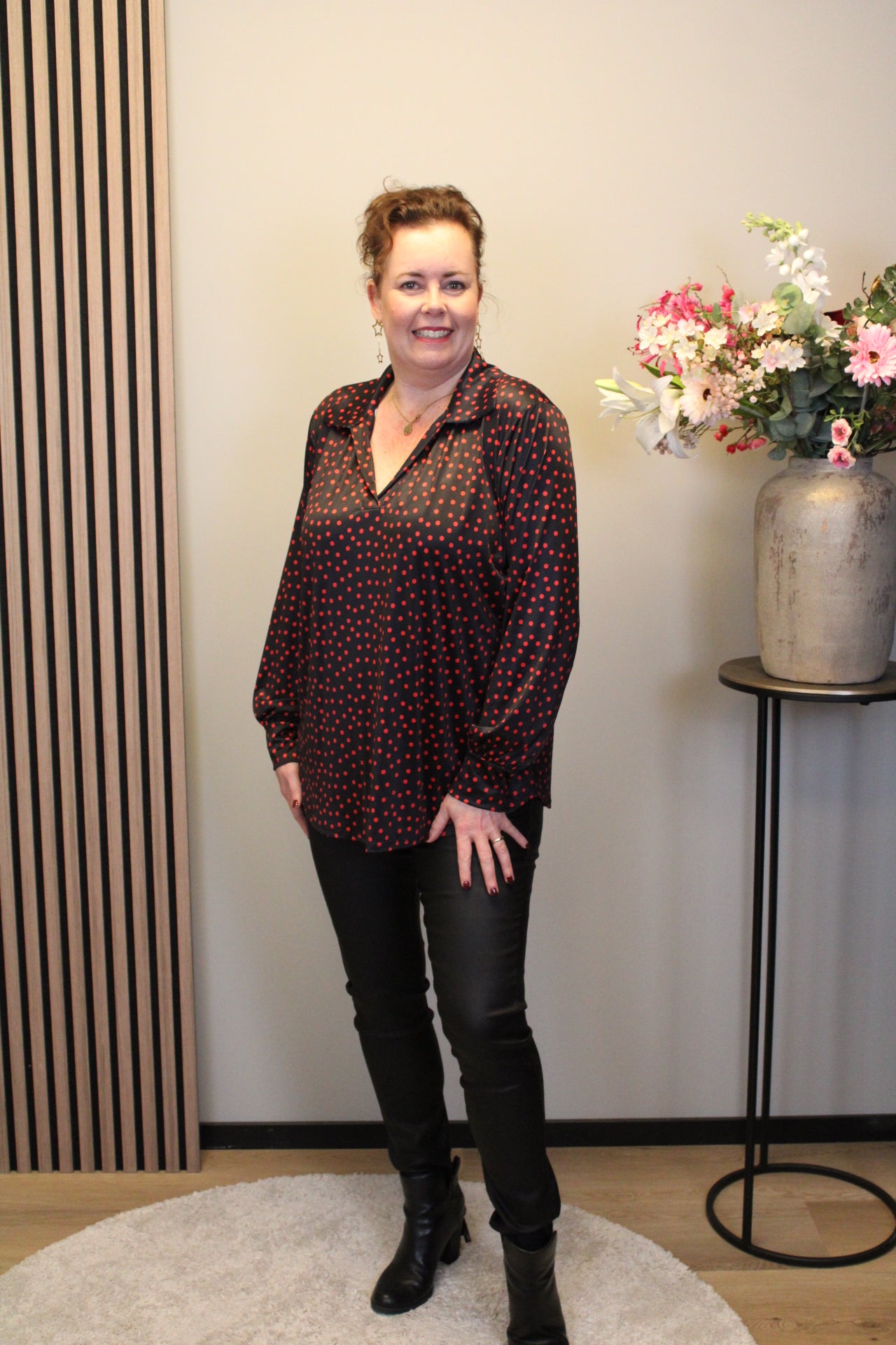 Mona | Grüne Bluse mit Kragen 38 bis 48