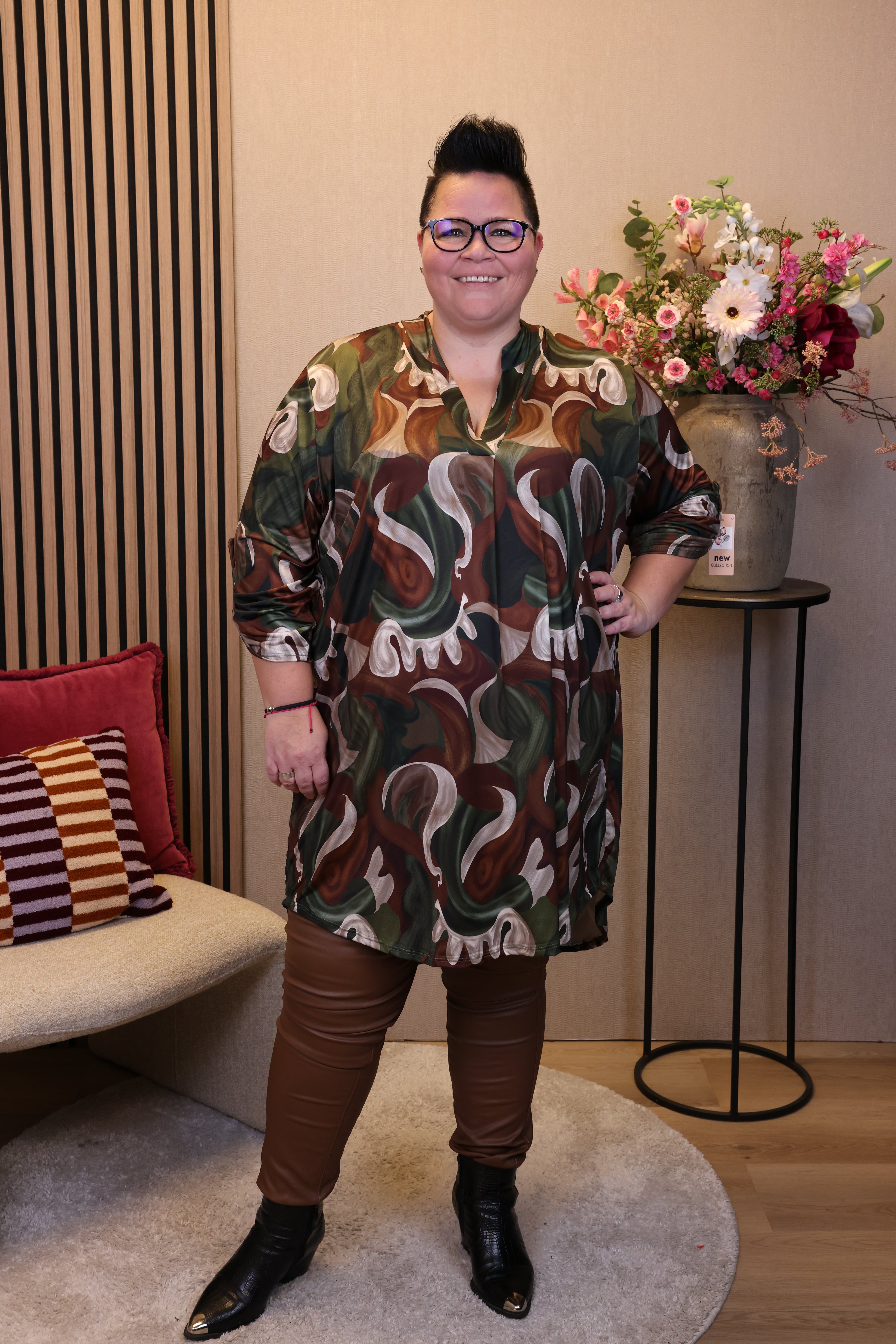 Dora | Bluse schwarz Langarm 52 bis 58