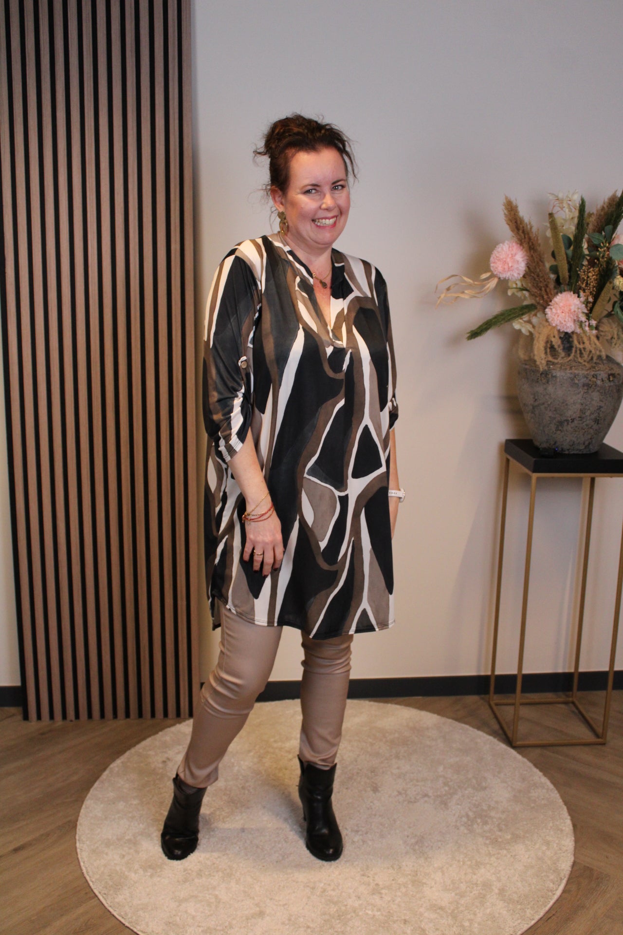 Lana | Blaue Bluse mit Kragen 38 bis 48