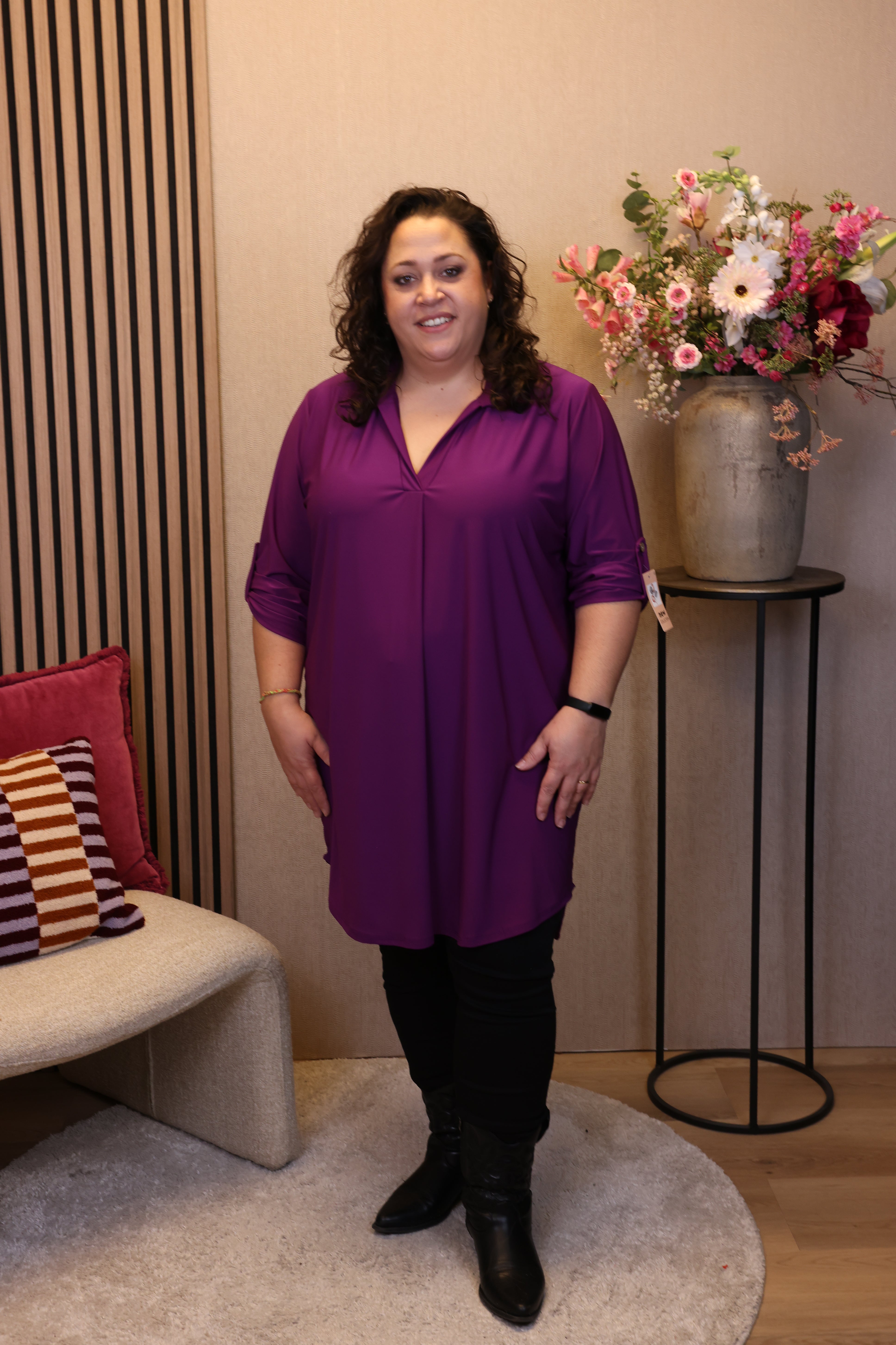 Dora | Bluse schwarz Langarm 52 bis 58