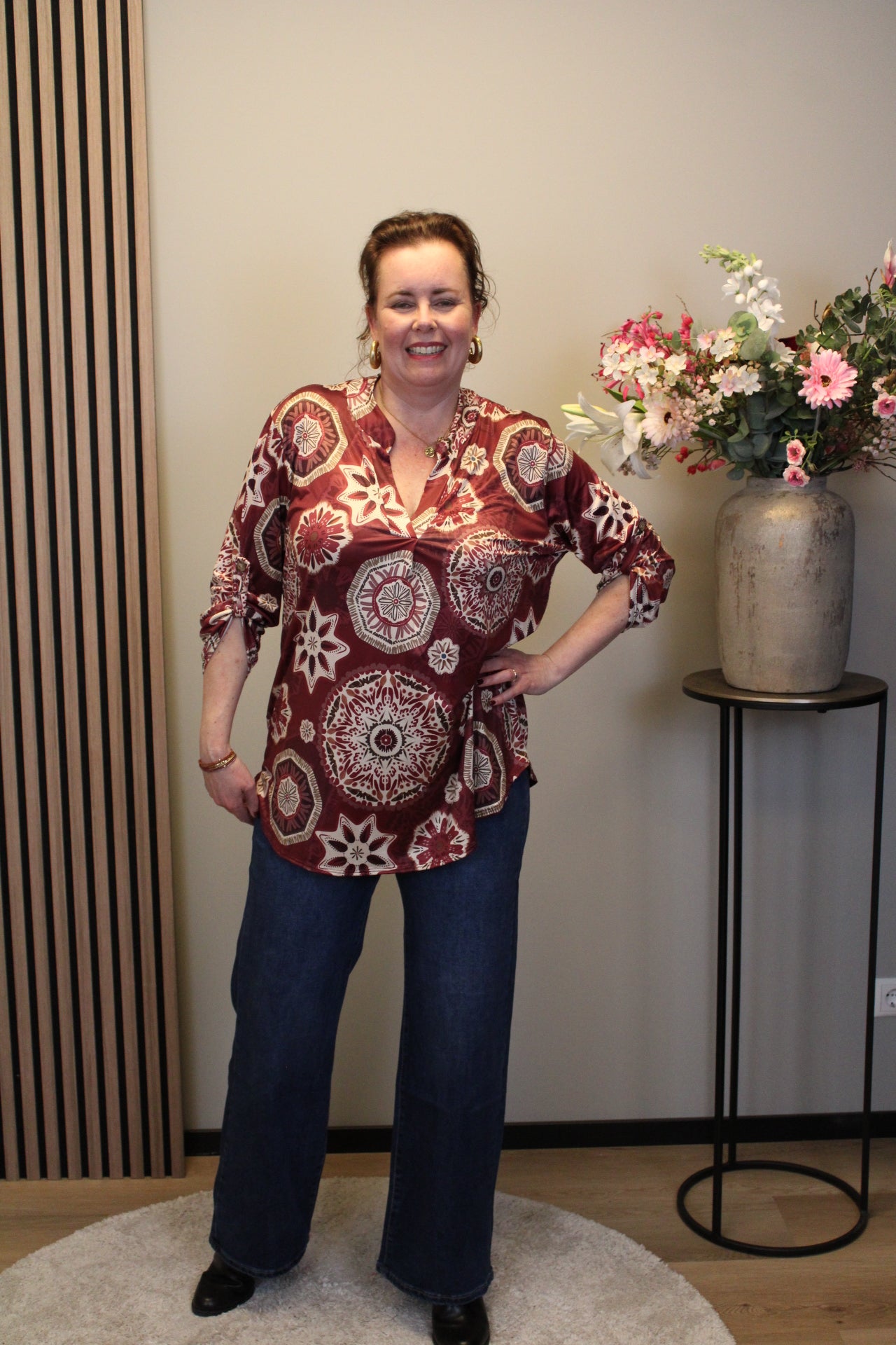 Dora | Bluse schwarz Langarm 52 bis 58