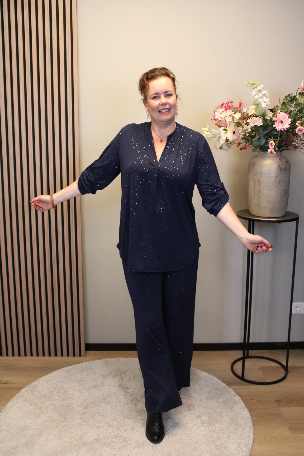 Dora | Bluse schwarz Langarm 52 bis 58