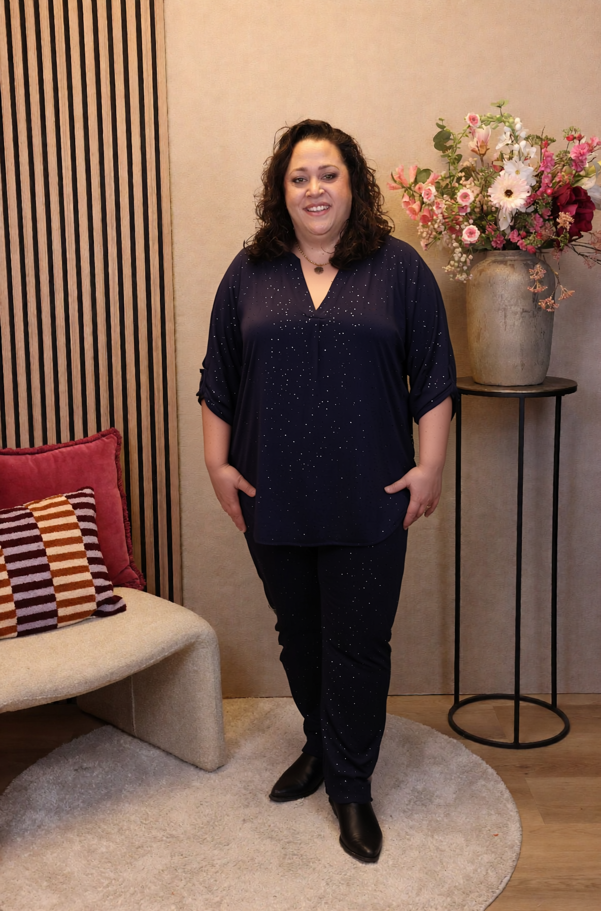 Dora | Bluse schwarz Langarm 52 bis 58