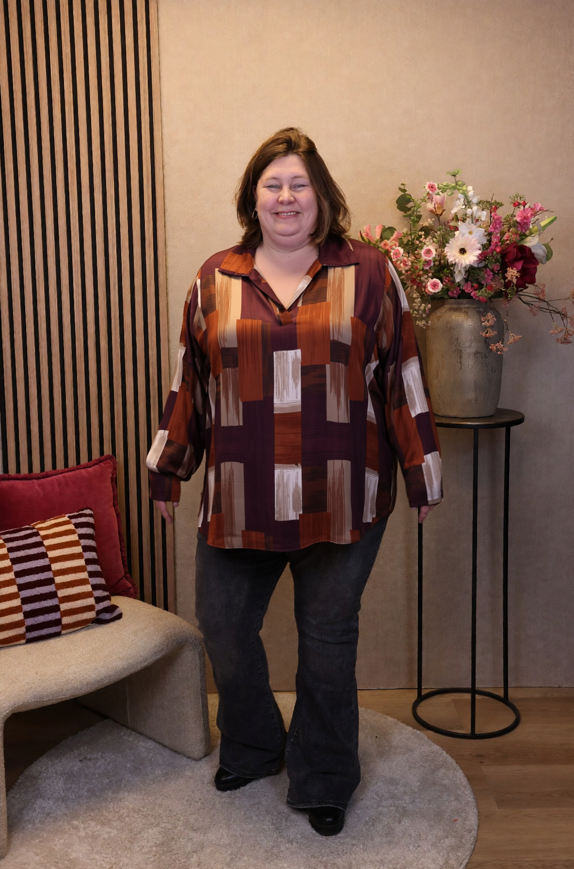 Dora | Bluse schwarz Langarm 52 bis 58