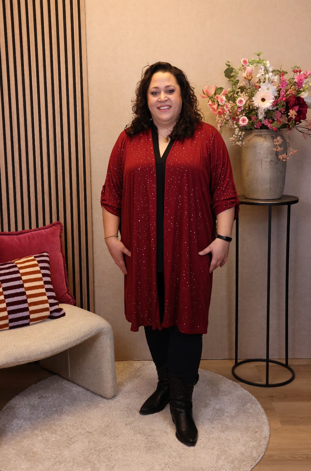 Dora | Bluse schwarz Langarm 52 bis 58