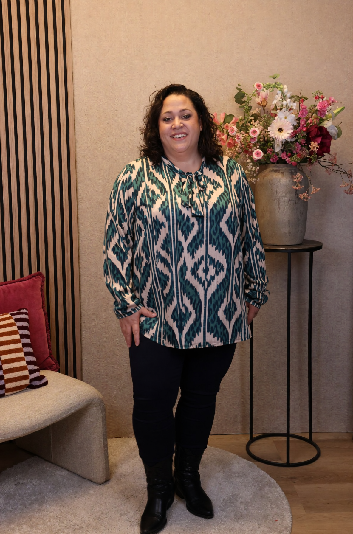 Dora | Bluse schwarz Langarm 52 bis 58