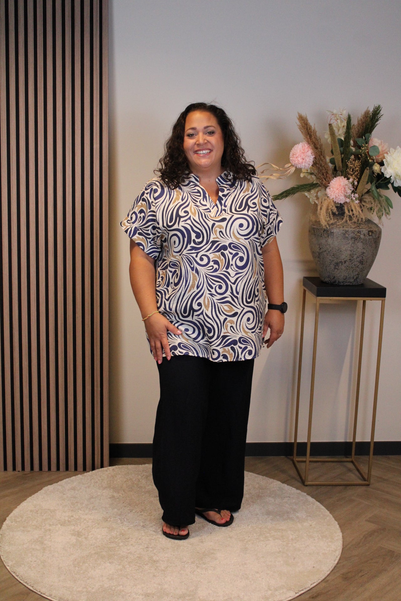 Dora | Bluse schwarz Langarm 52 bis 58