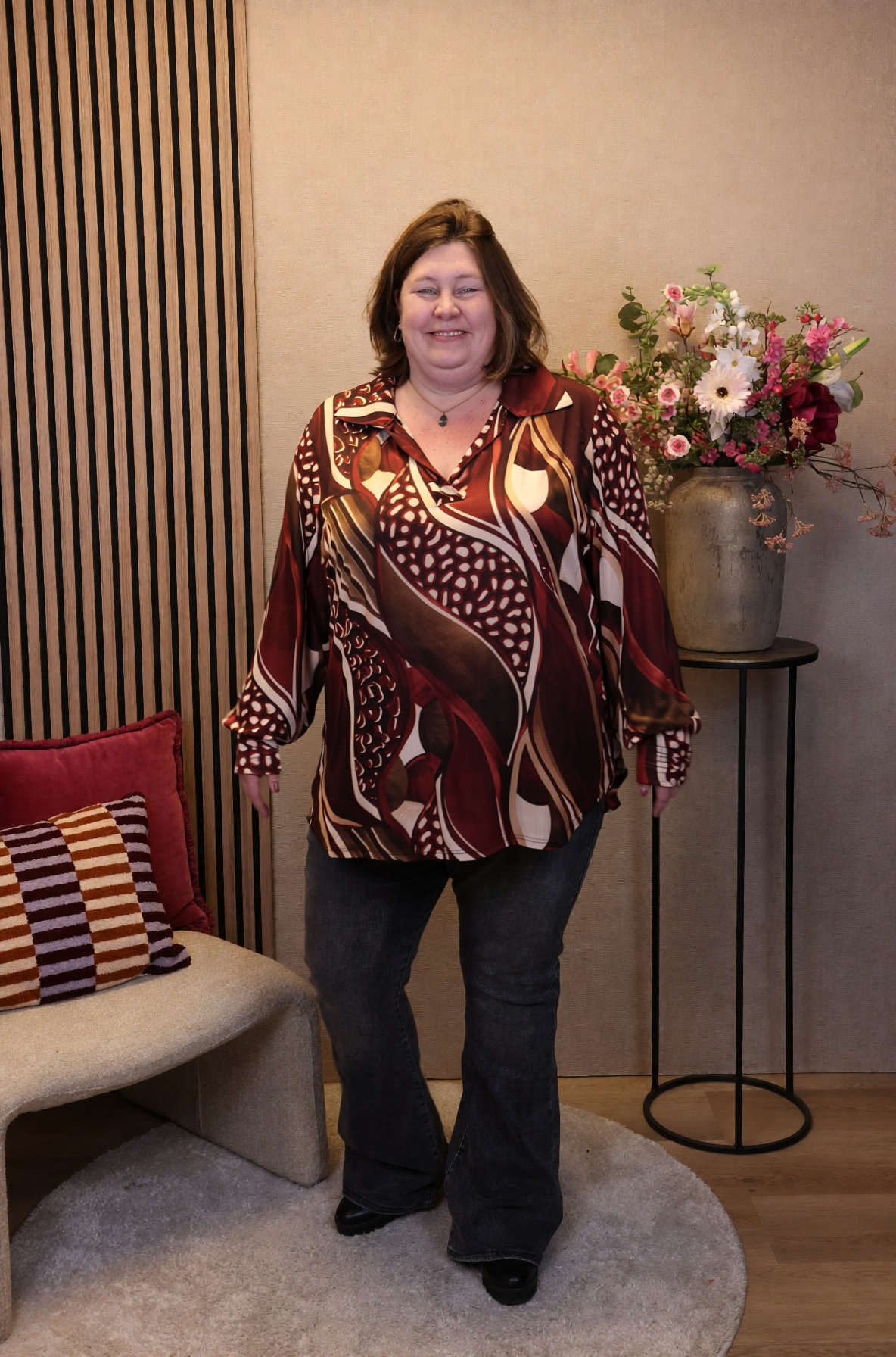 Dora | Bluse schwarz Langarm 52 bis 58