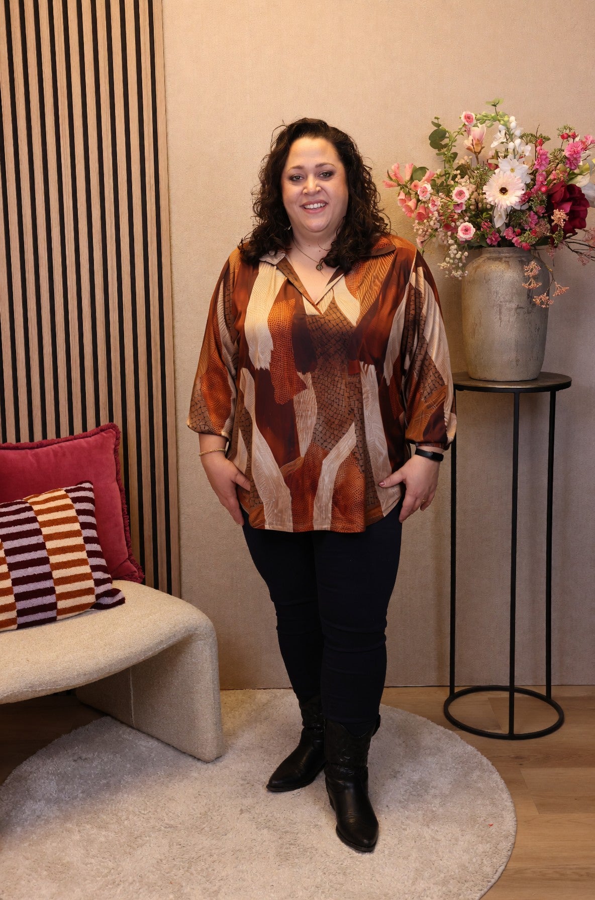 Dora | Bluse schwarz Langarm 52 bis 58