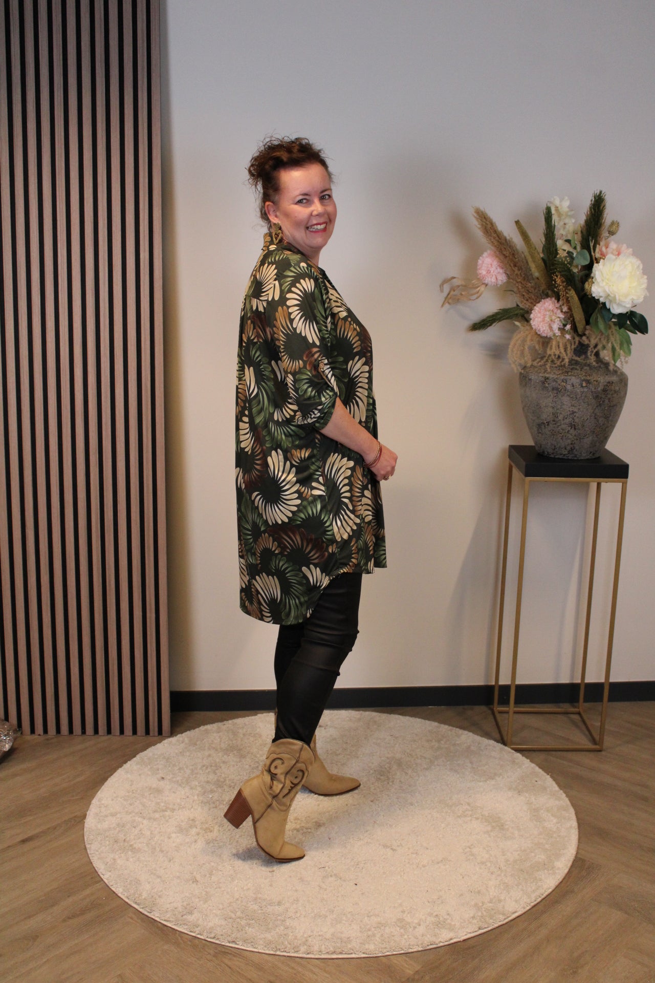 Lana | Blaue Bluse mit Kragen 38 bis 48