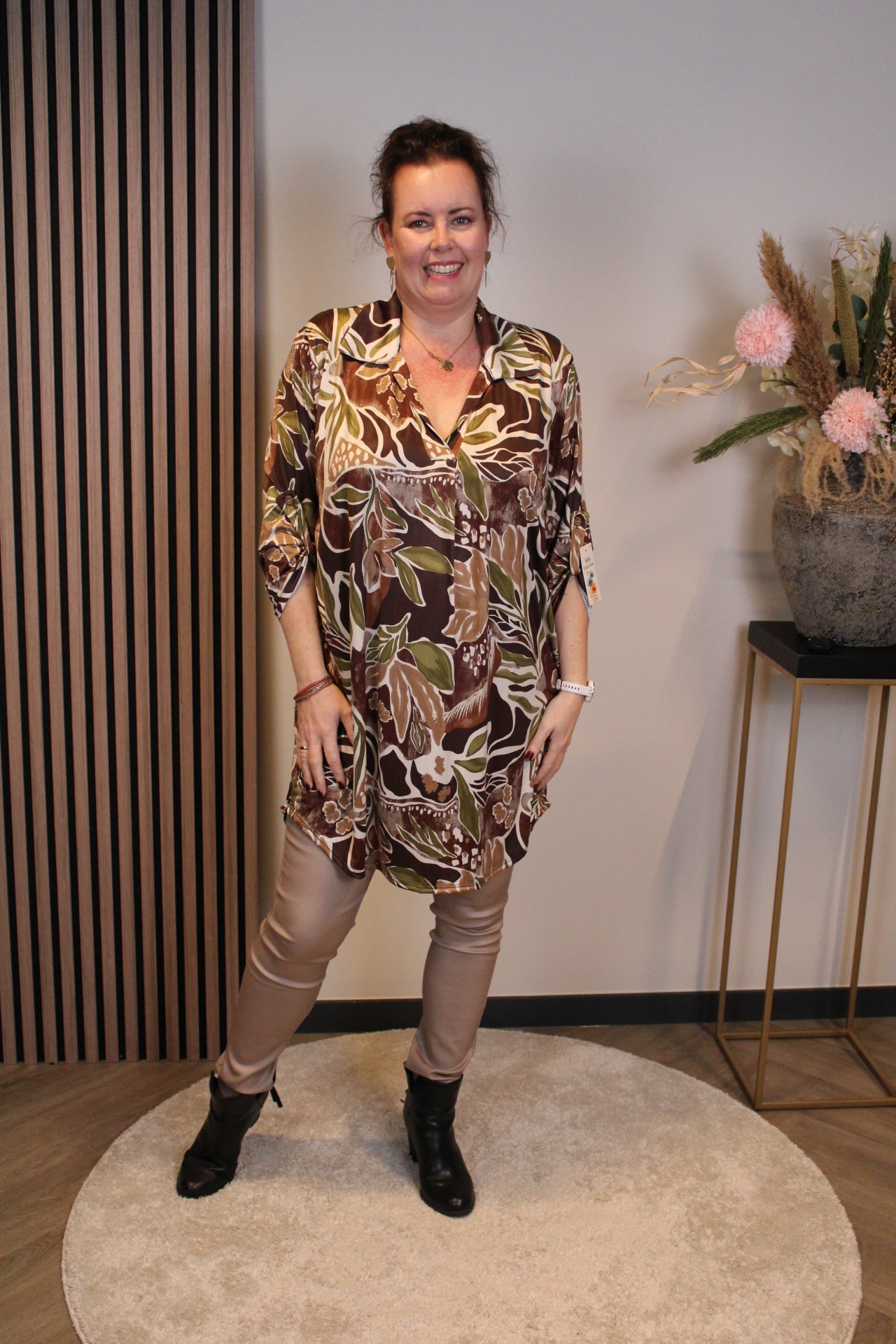 Lana | Blaue Bluse mit Kragen 38 bis 48