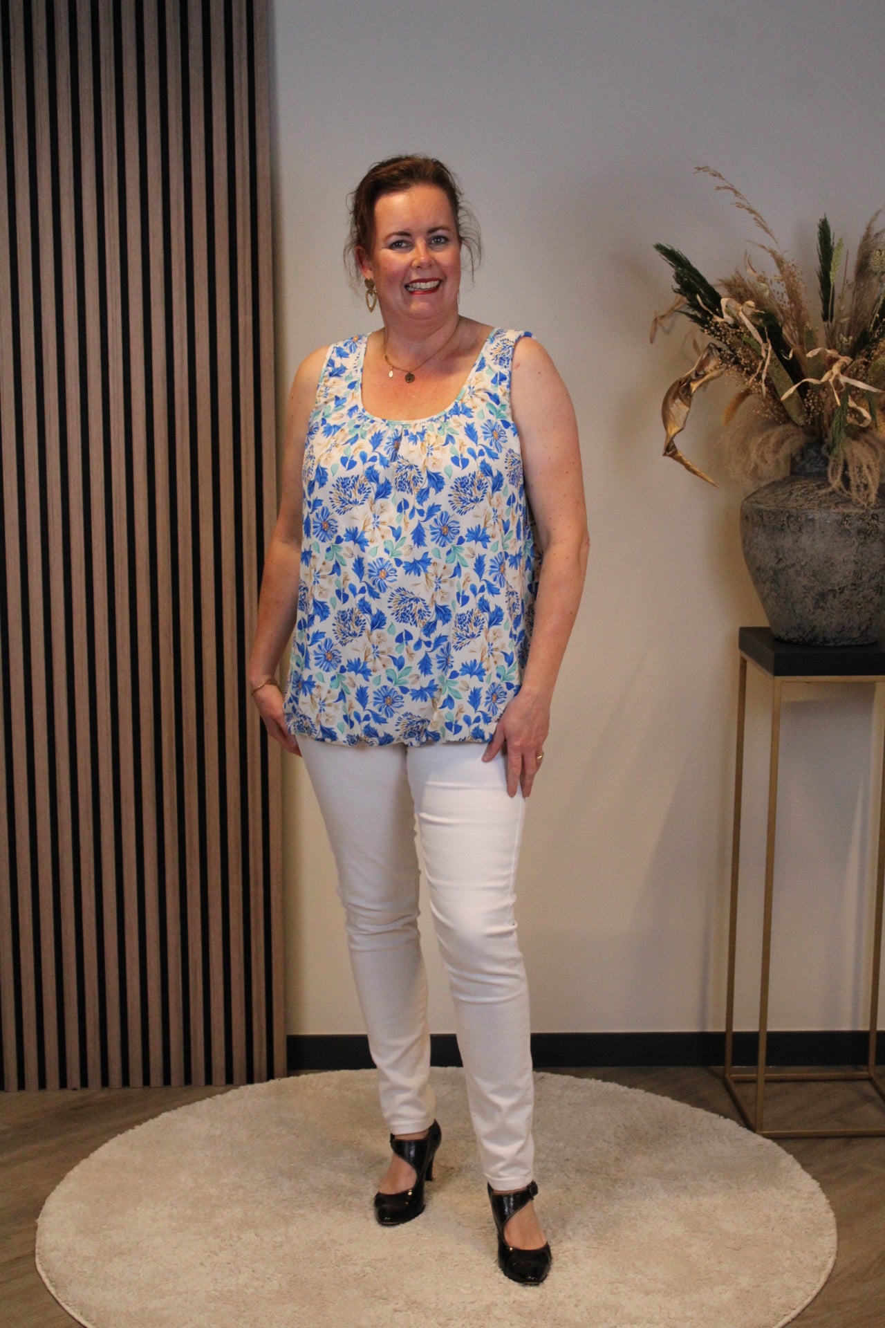Grietje | Top blau Kurzarm 48 bis 52