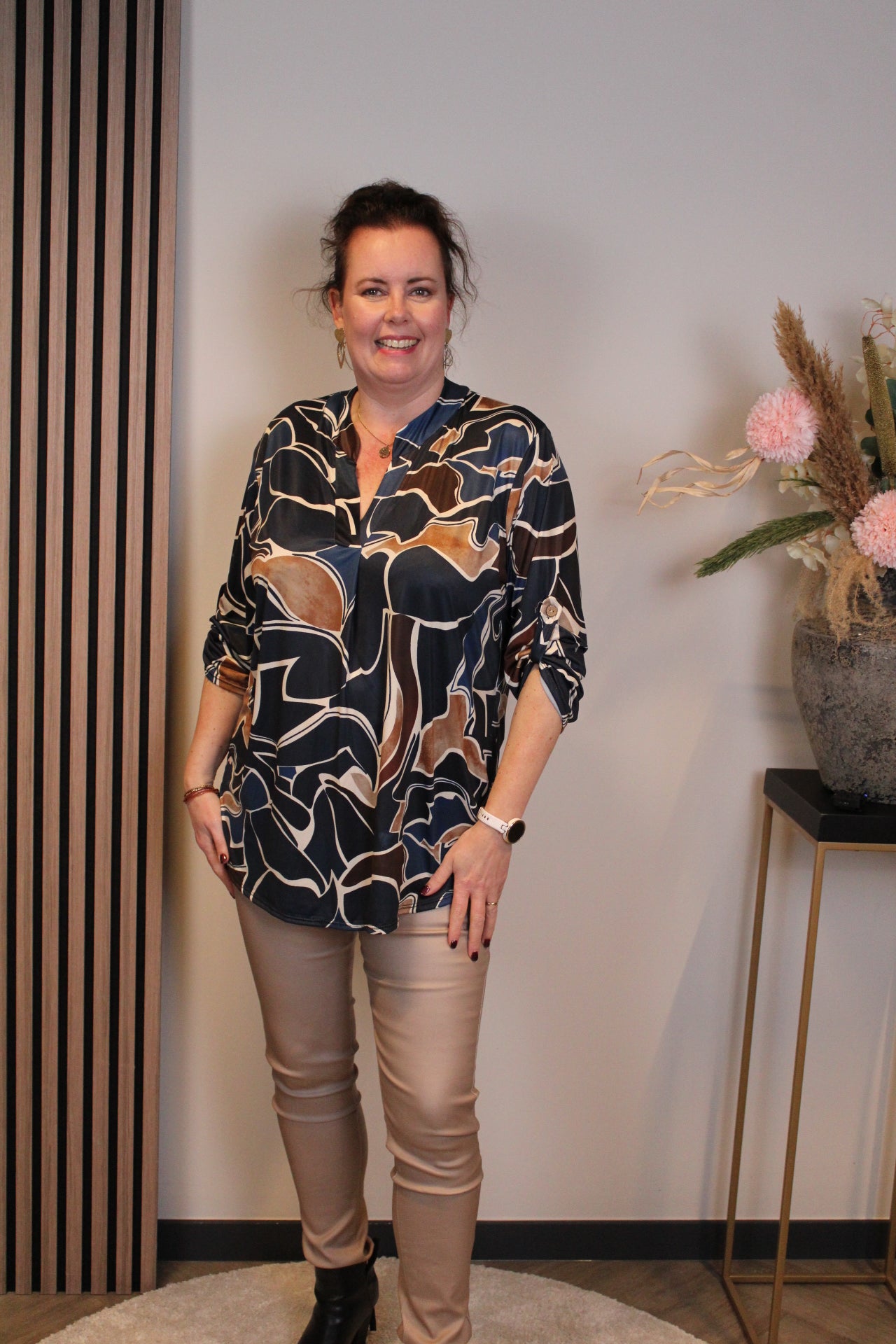 Dora | Bluse schwarz Langarm 52 bis 58