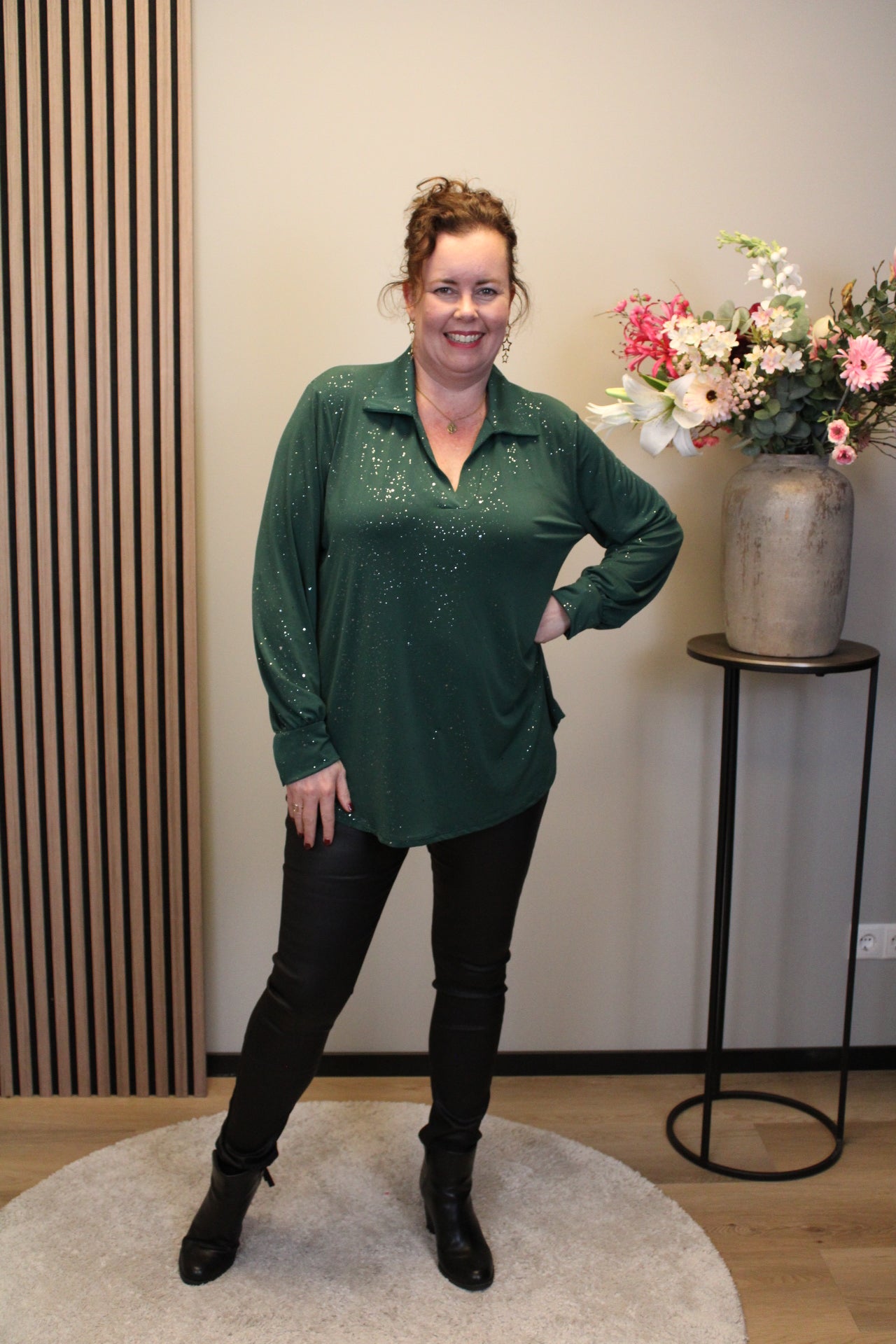Dora | Bluse schwarz Langarm 52 bis 58