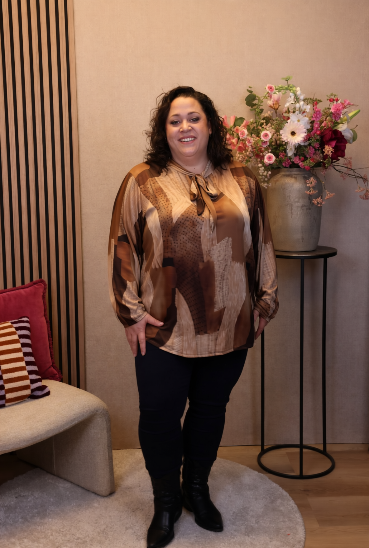 Dora | Bluse schwarz Langarm 52 bis 58