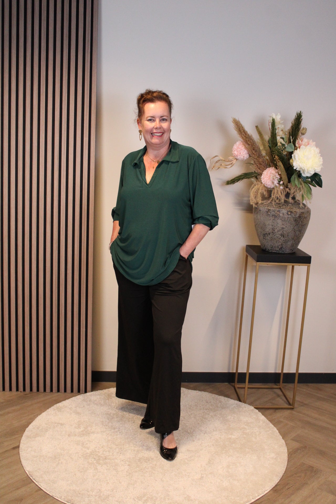 Dora | Bluse schwarz Langarm 52 bis 58