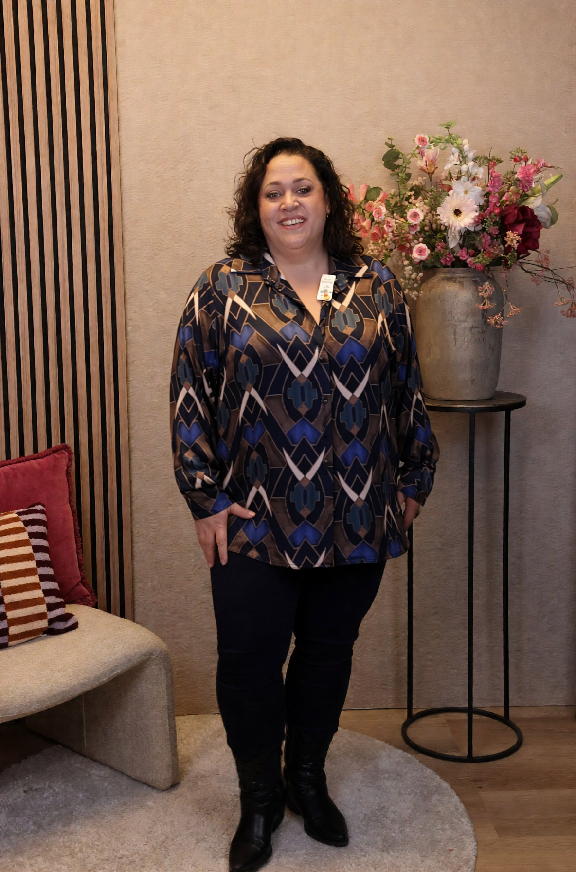 Dora | Bluse schwarz Langarm 52 bis 58