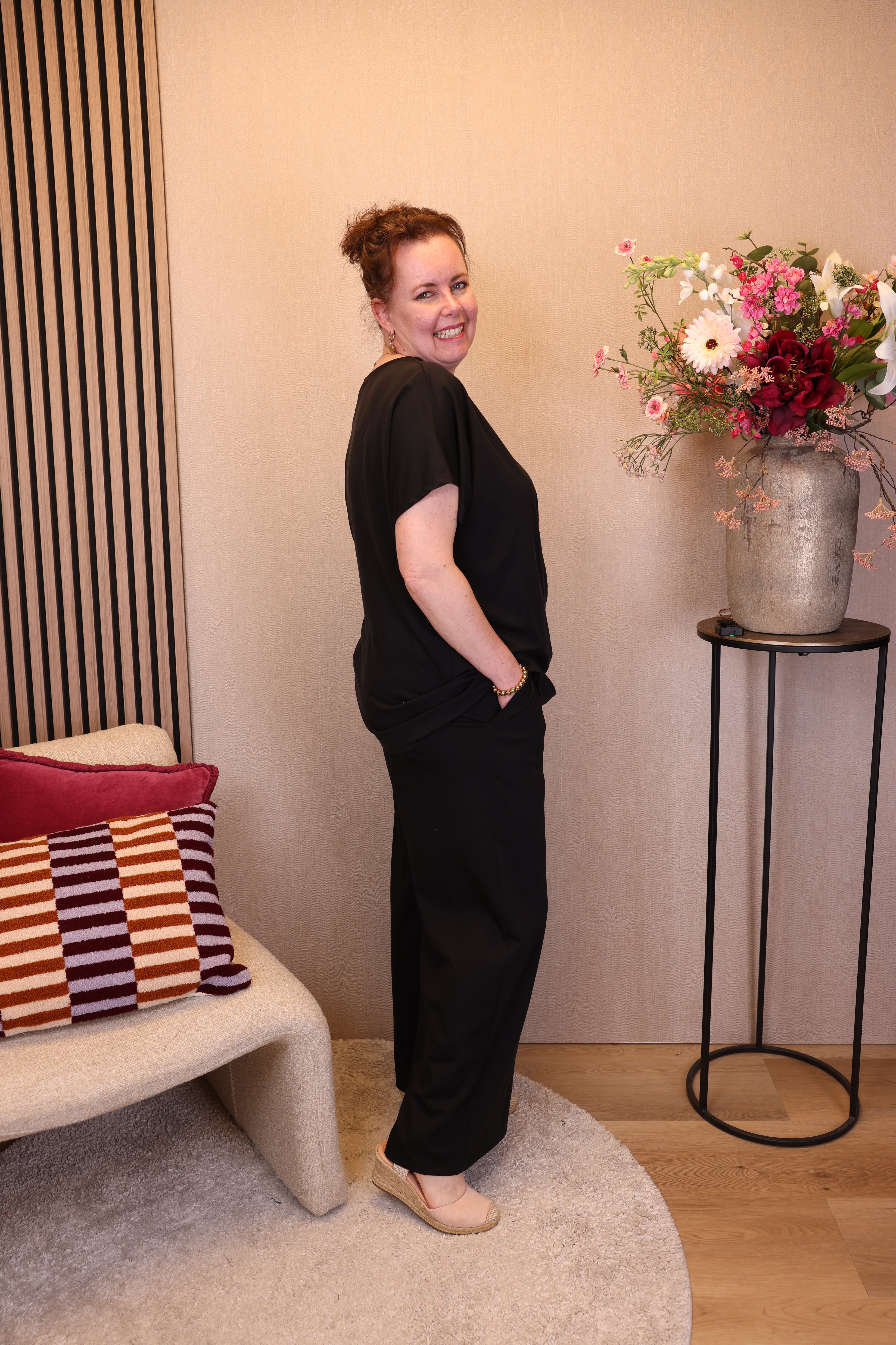 Dora | Bluse schwarz Langarm 52 bis 58