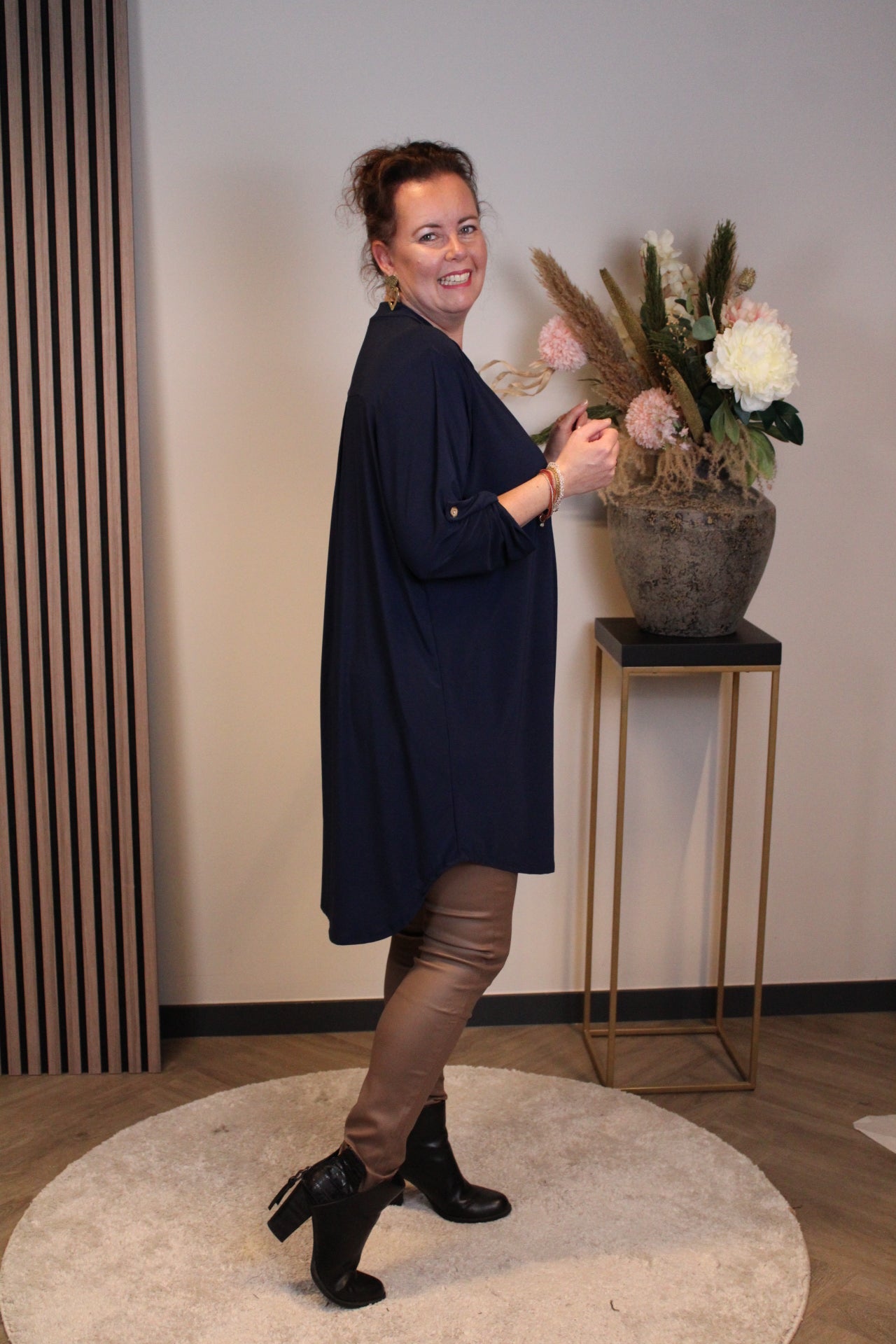 Lana | Blaue Bluse mit Kragen 38 bis 48