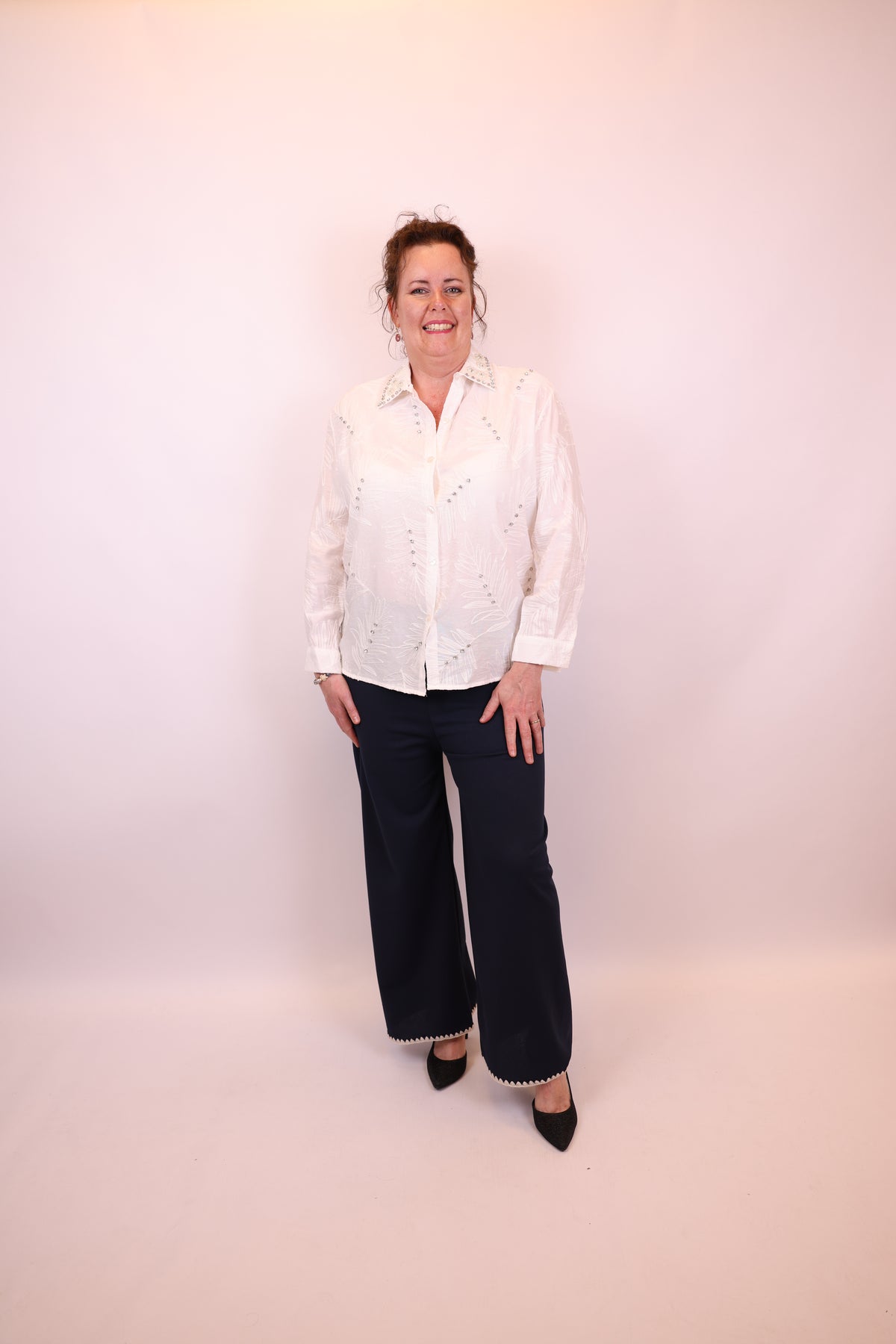 Dora | Bluse schwarz Langarm 52 bis 58