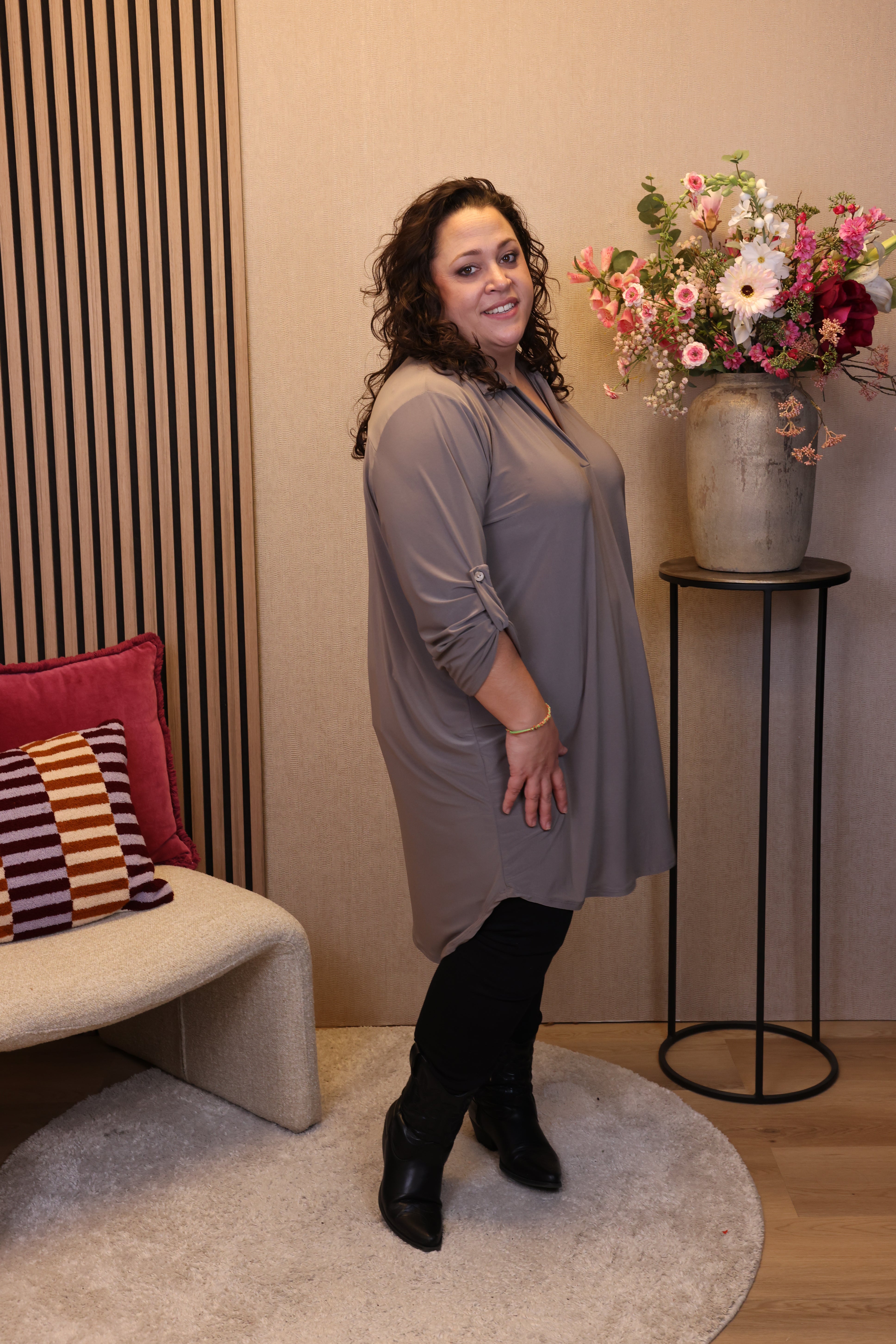 Dora | Bluse schwarz Langarm 52 bis 58