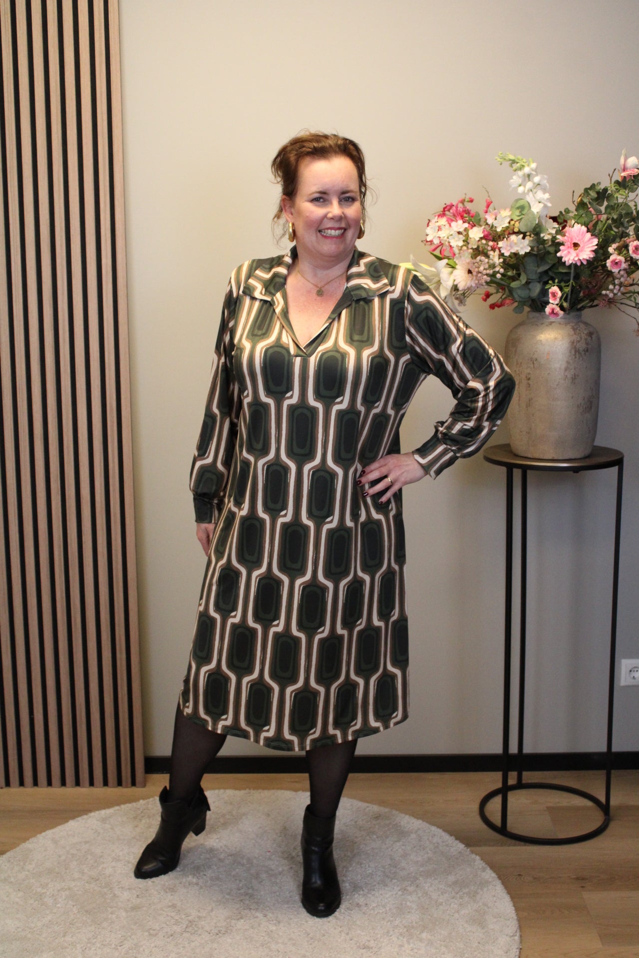 Christa | Grünes Kleid mit langen Ärmeln, Größe 38 bis 44