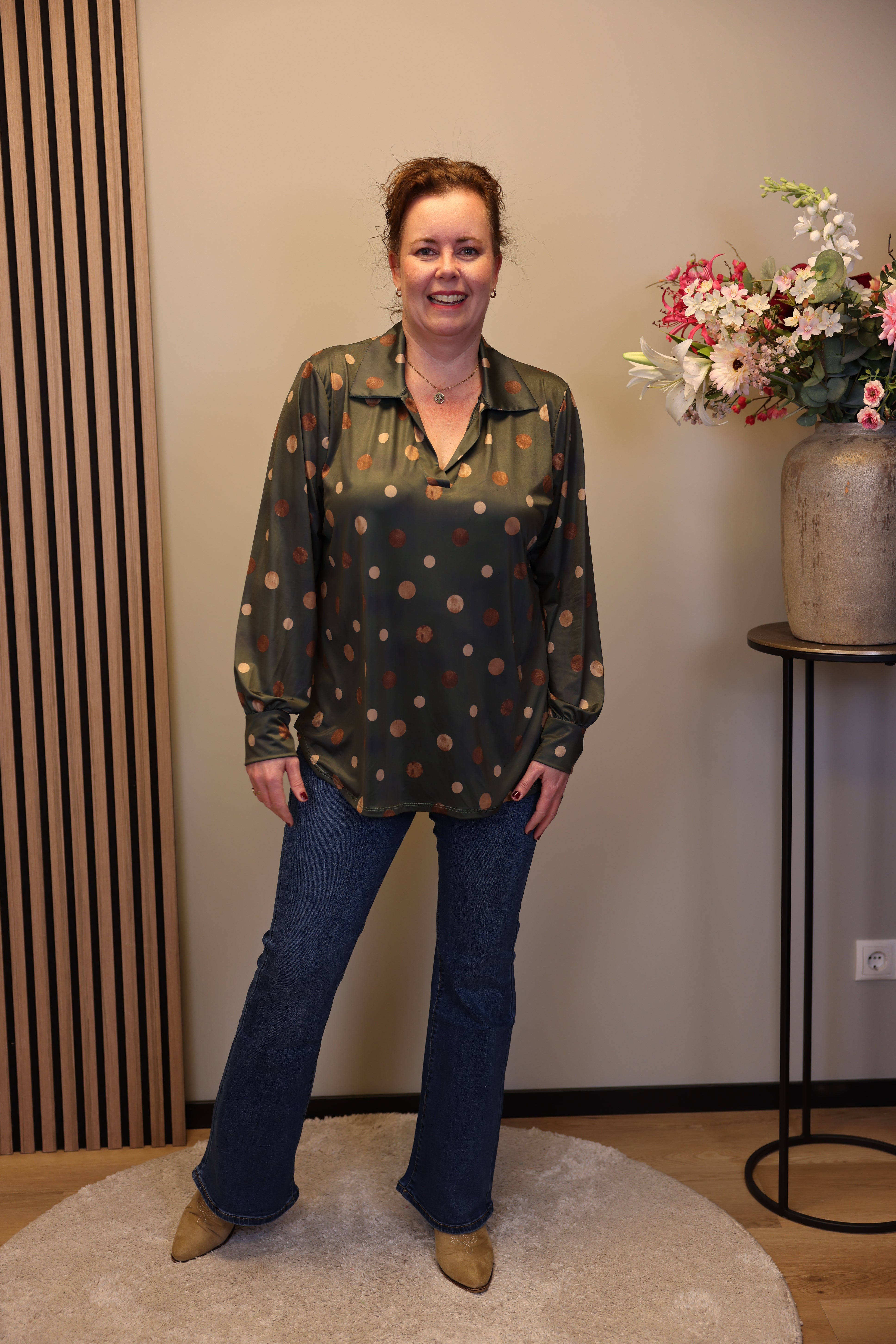 Mona | Bluse mit Kragen grün 48 bis 52