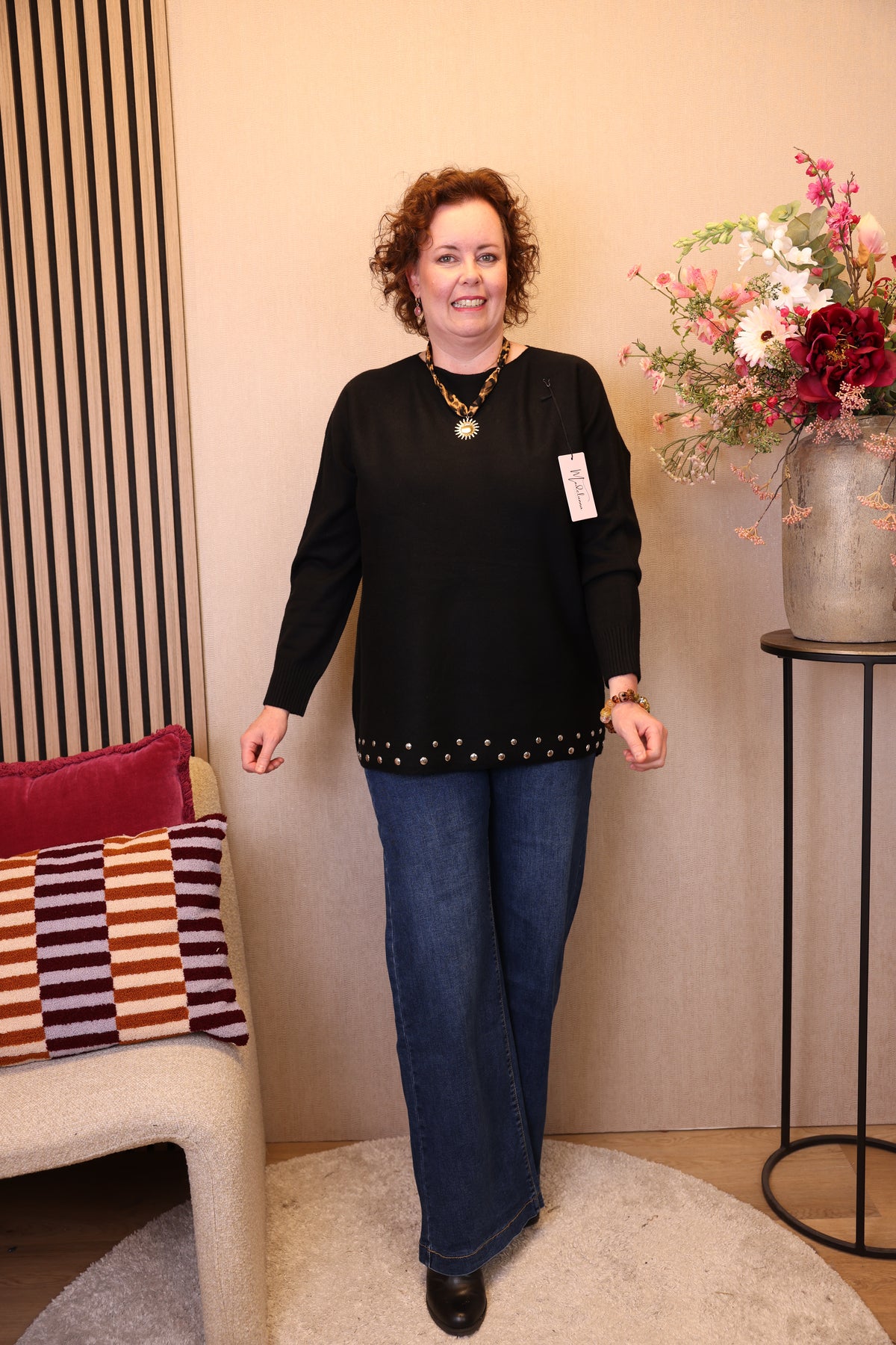Dora | Bluse schwarz Langarm 52 bis 58