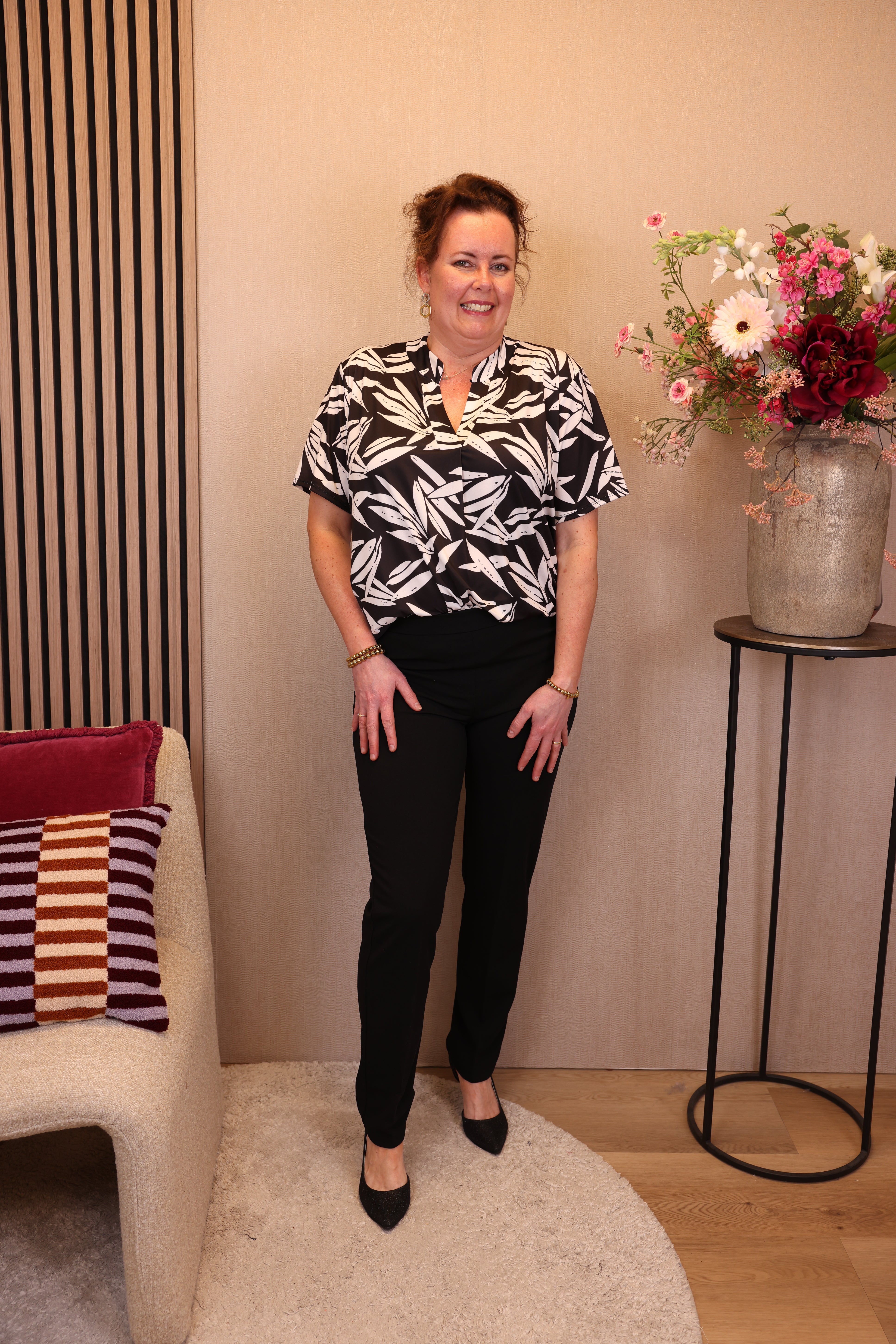 Dora | Bluse schwarz Langarm 52 bis 58