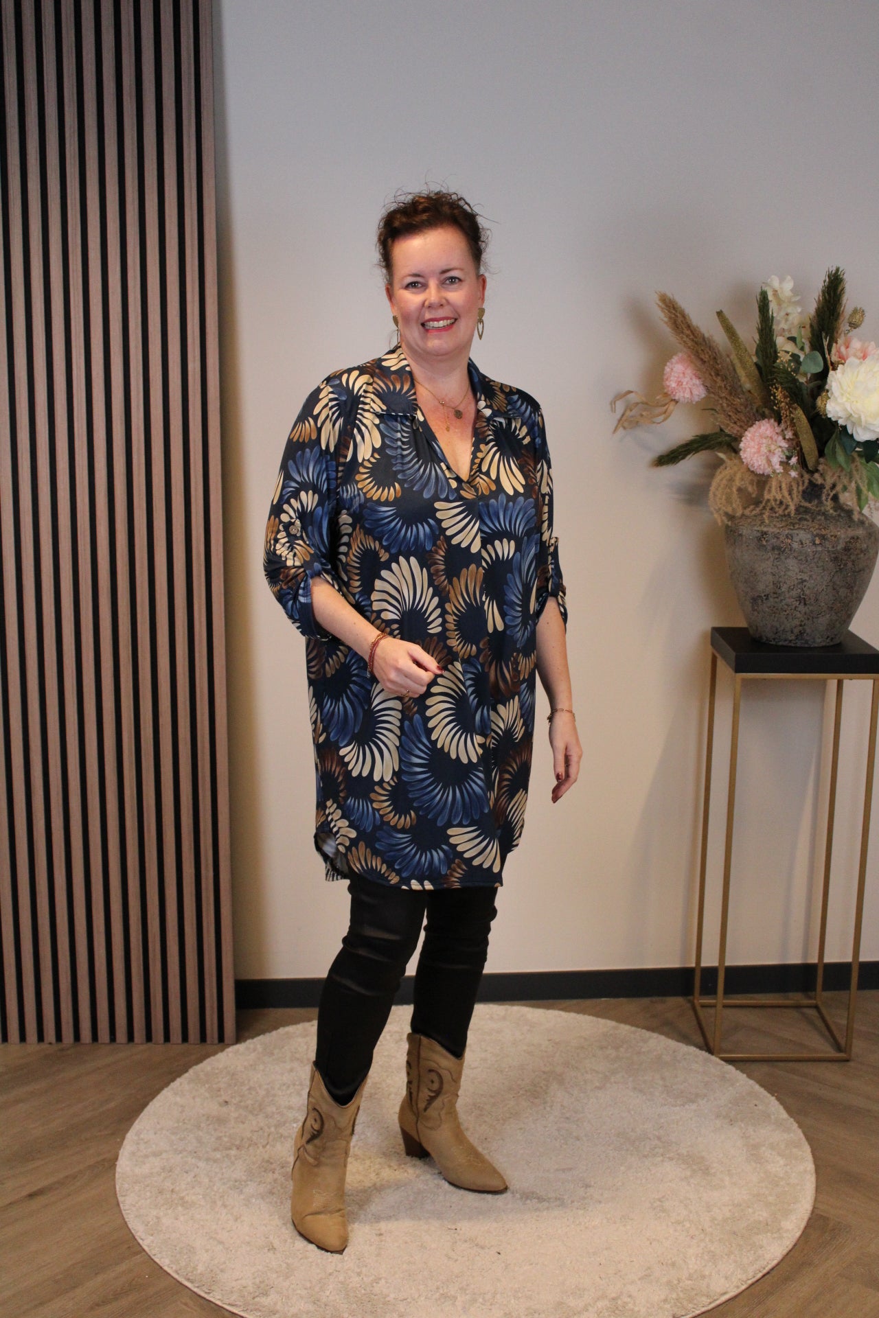 Lana | Blaue Bluse mit Kragen 38 bis 48