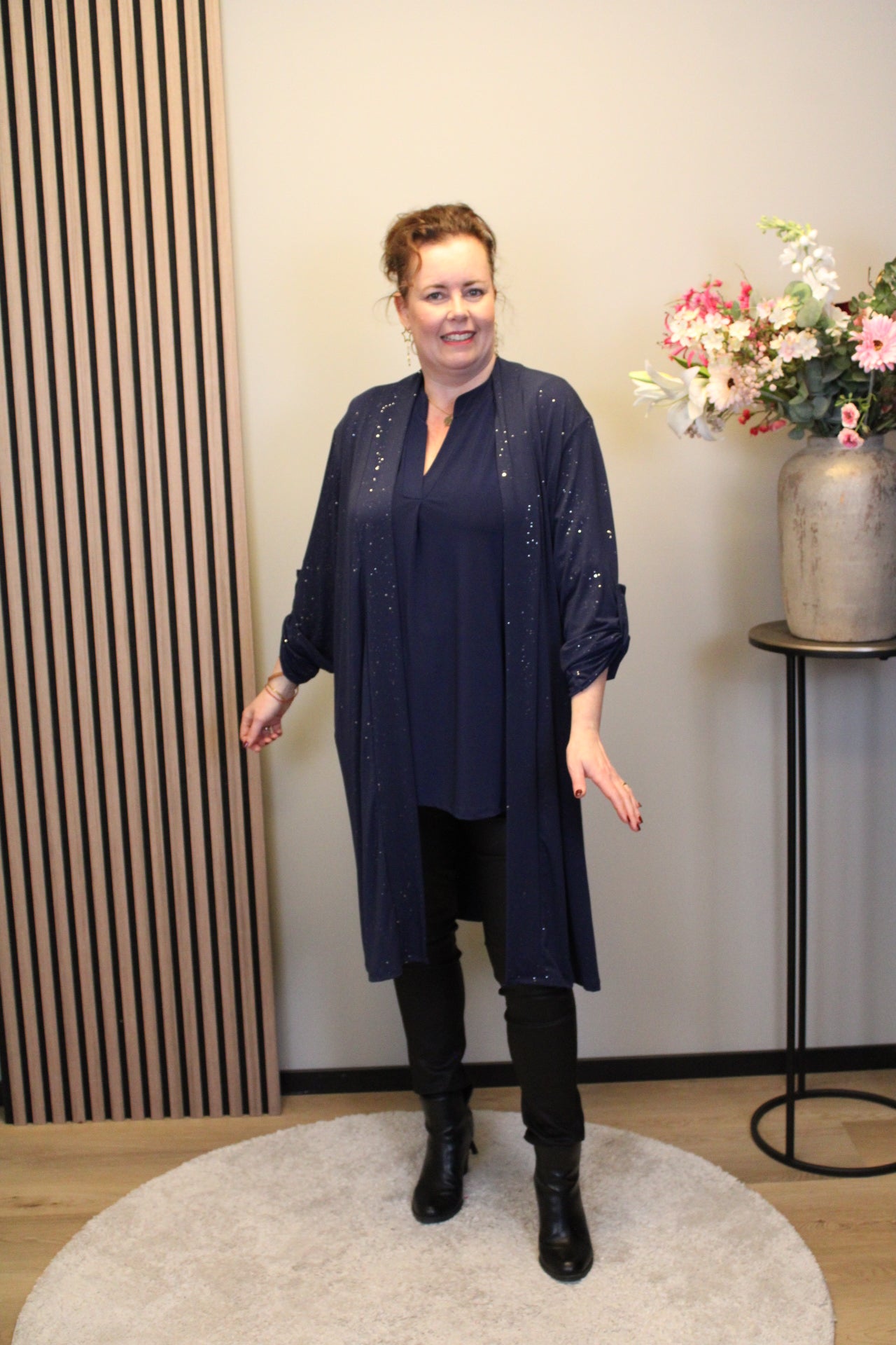 Dora | Bluse schwarz Langarm 52 bis 58