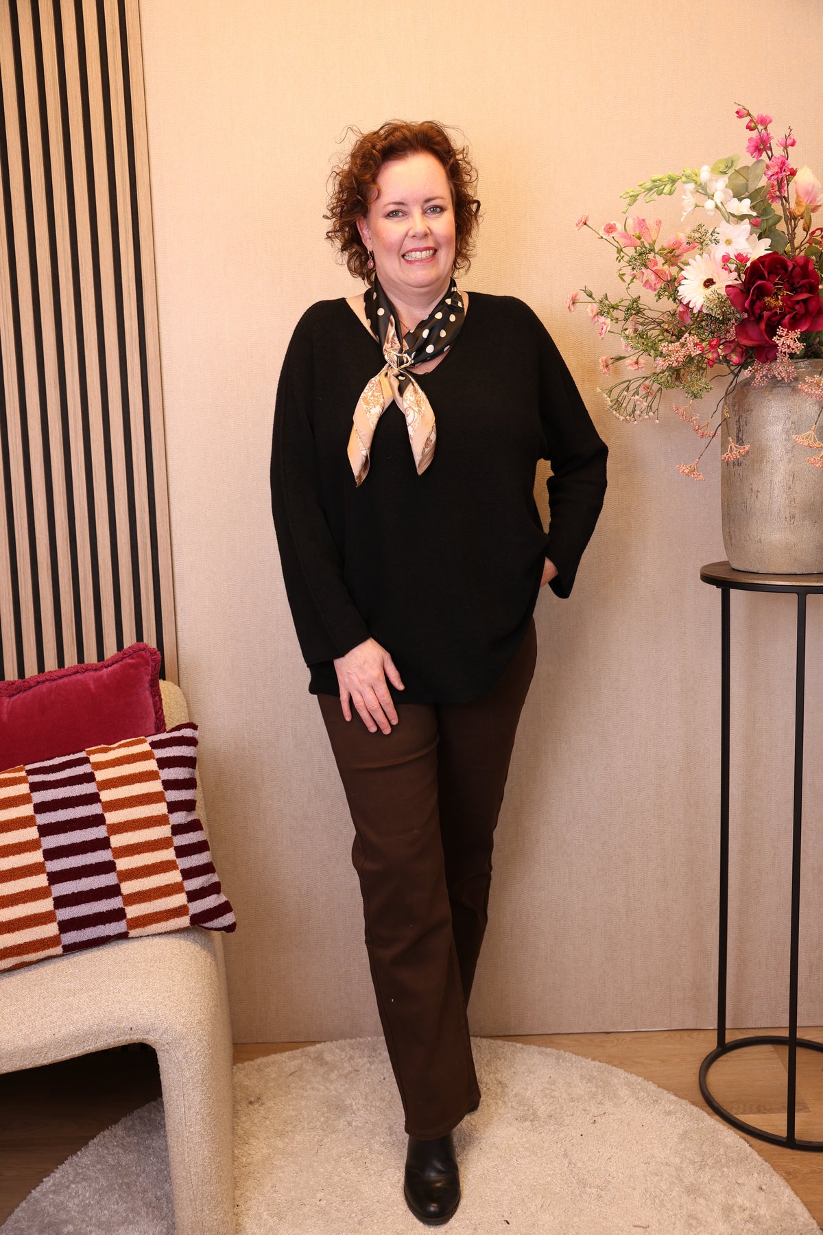 Dora | Bluse schwarz Langarm 52 bis 58