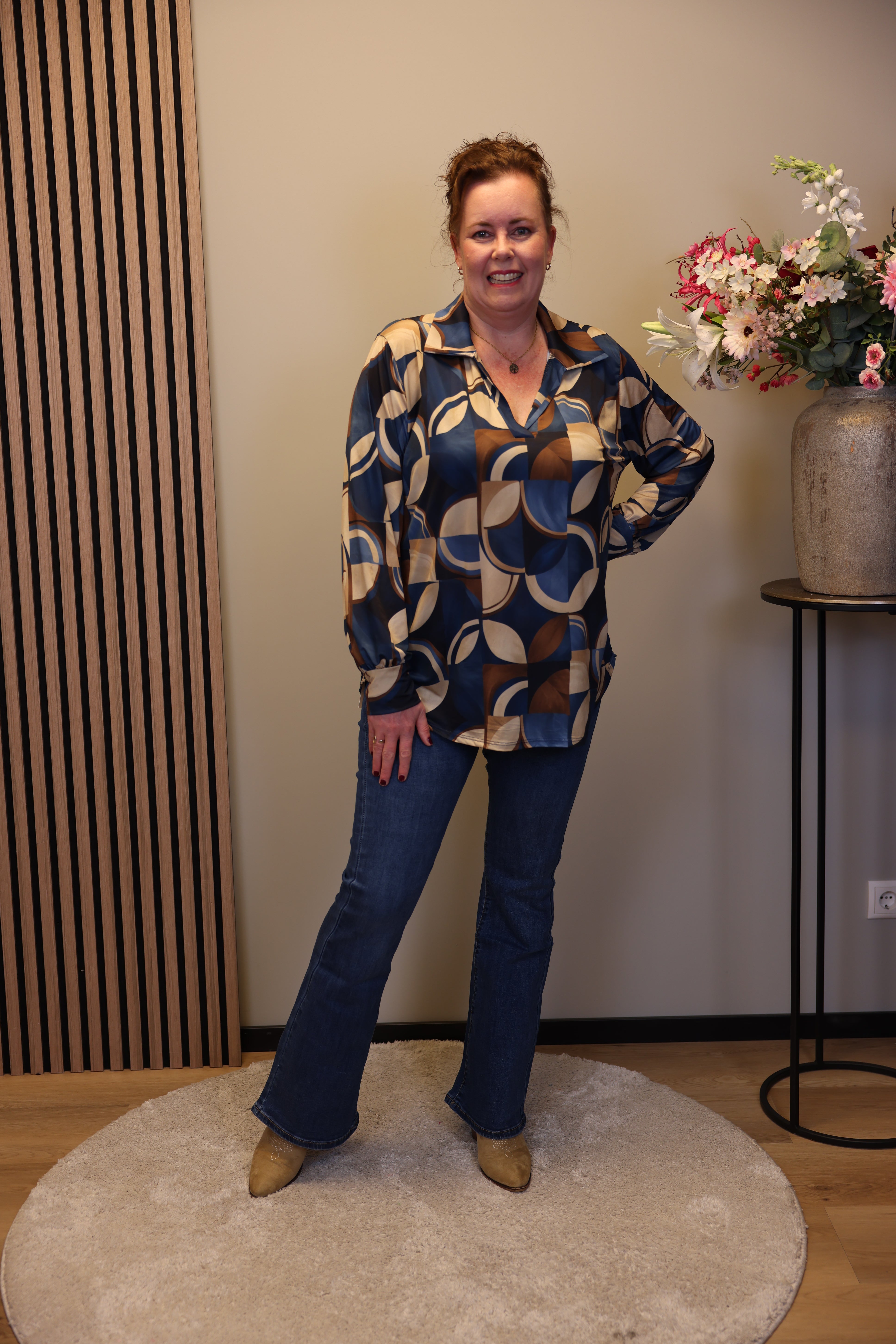 Verona | Bluse mit Kragen blau 48 bis 52