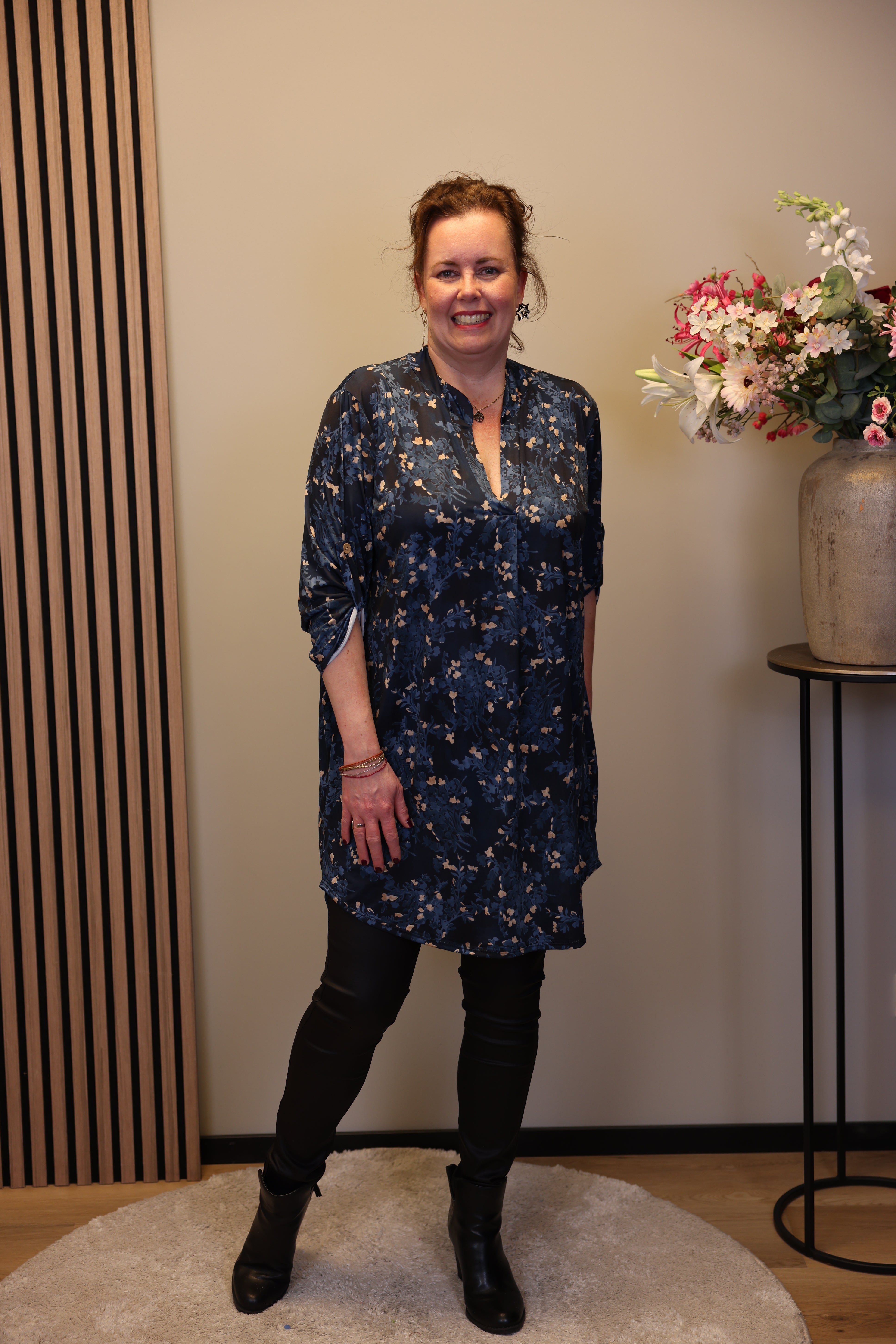 Lana | Blaue Bluse mit Kragen 38 bis 48
