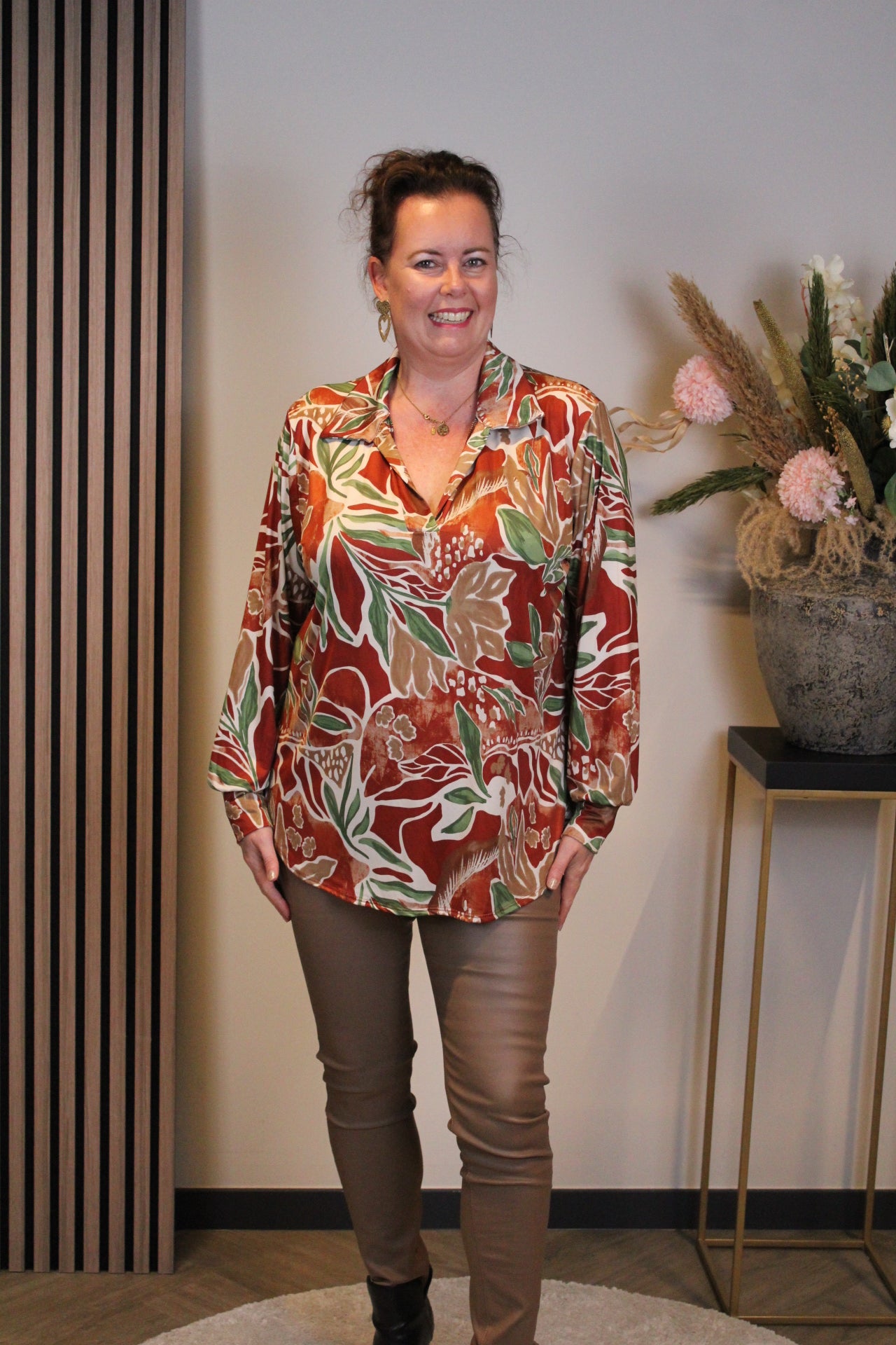 Annie | Blouse met kraagje oranje 48 t/m 52