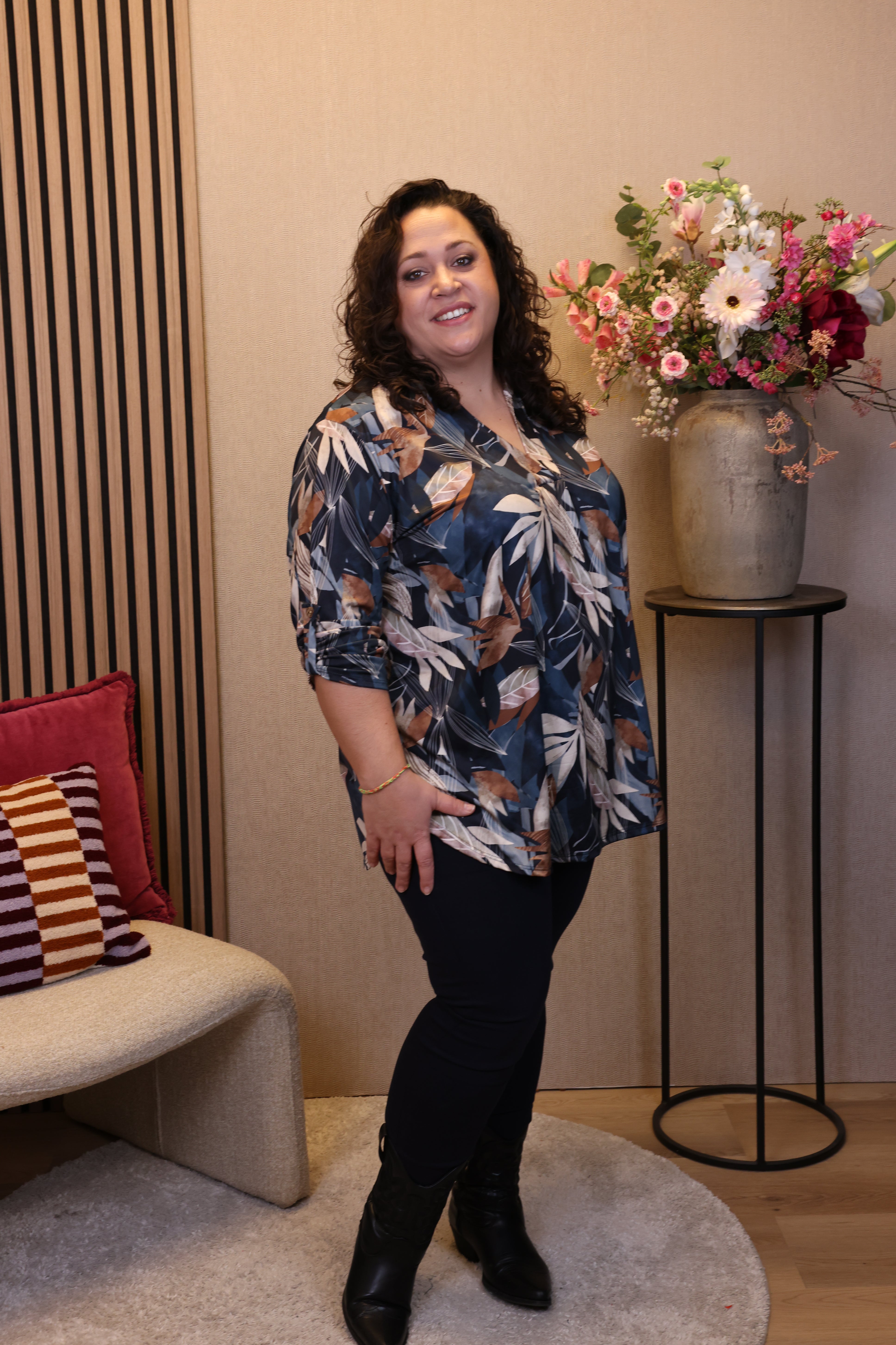 Dora | Bluse schwarz Langarm 52 bis 58