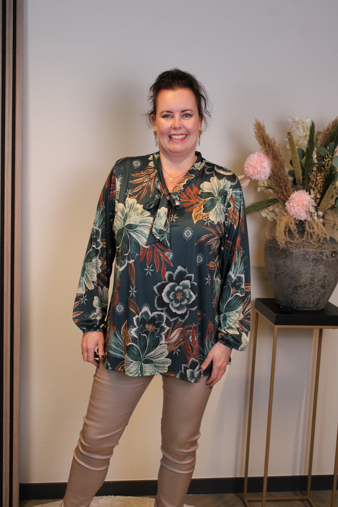 Hilda | Bluse grün Langarm 48 bis 52