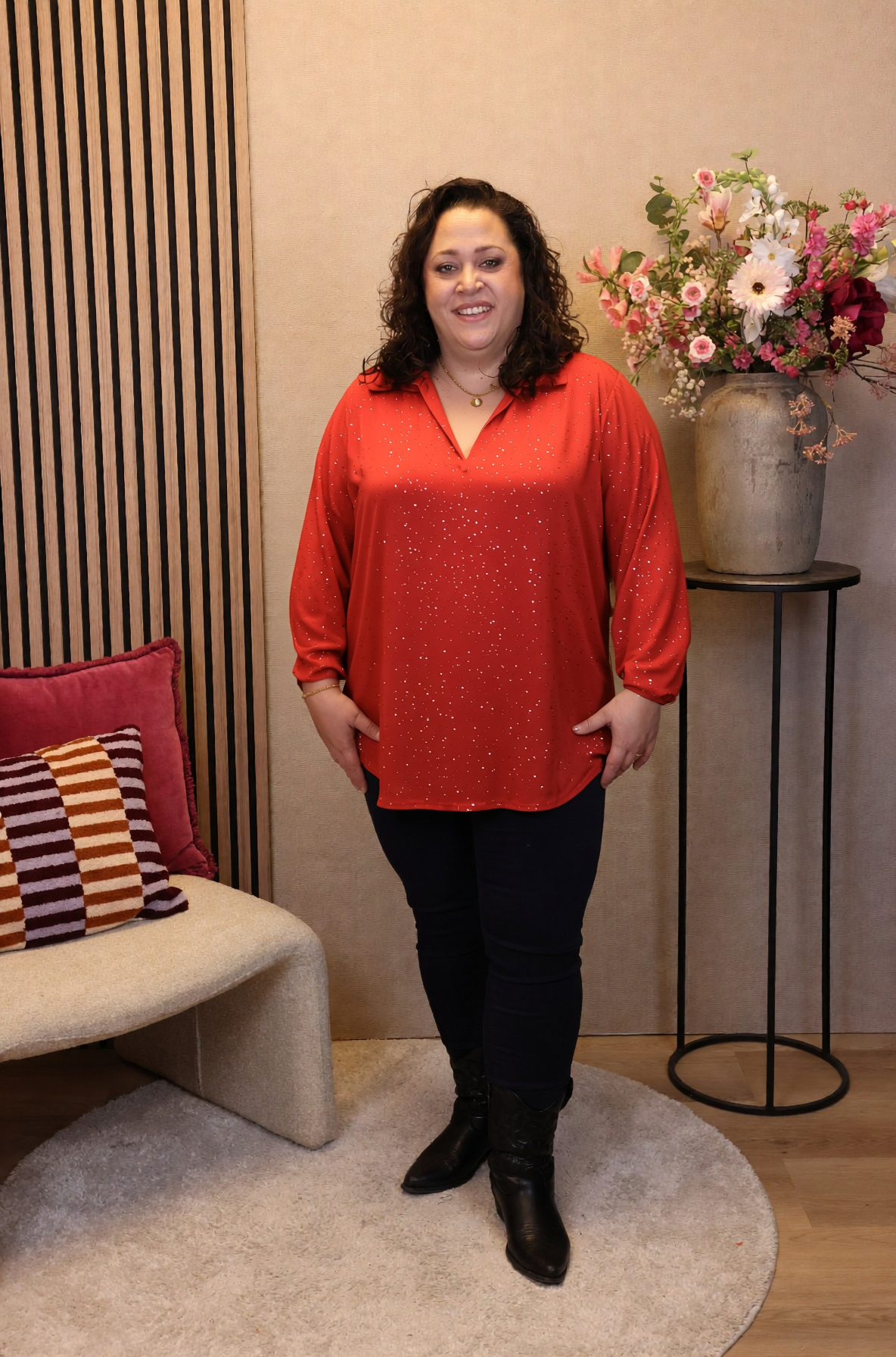 Dora | Bluse schwarz Langarm 52 bis 58