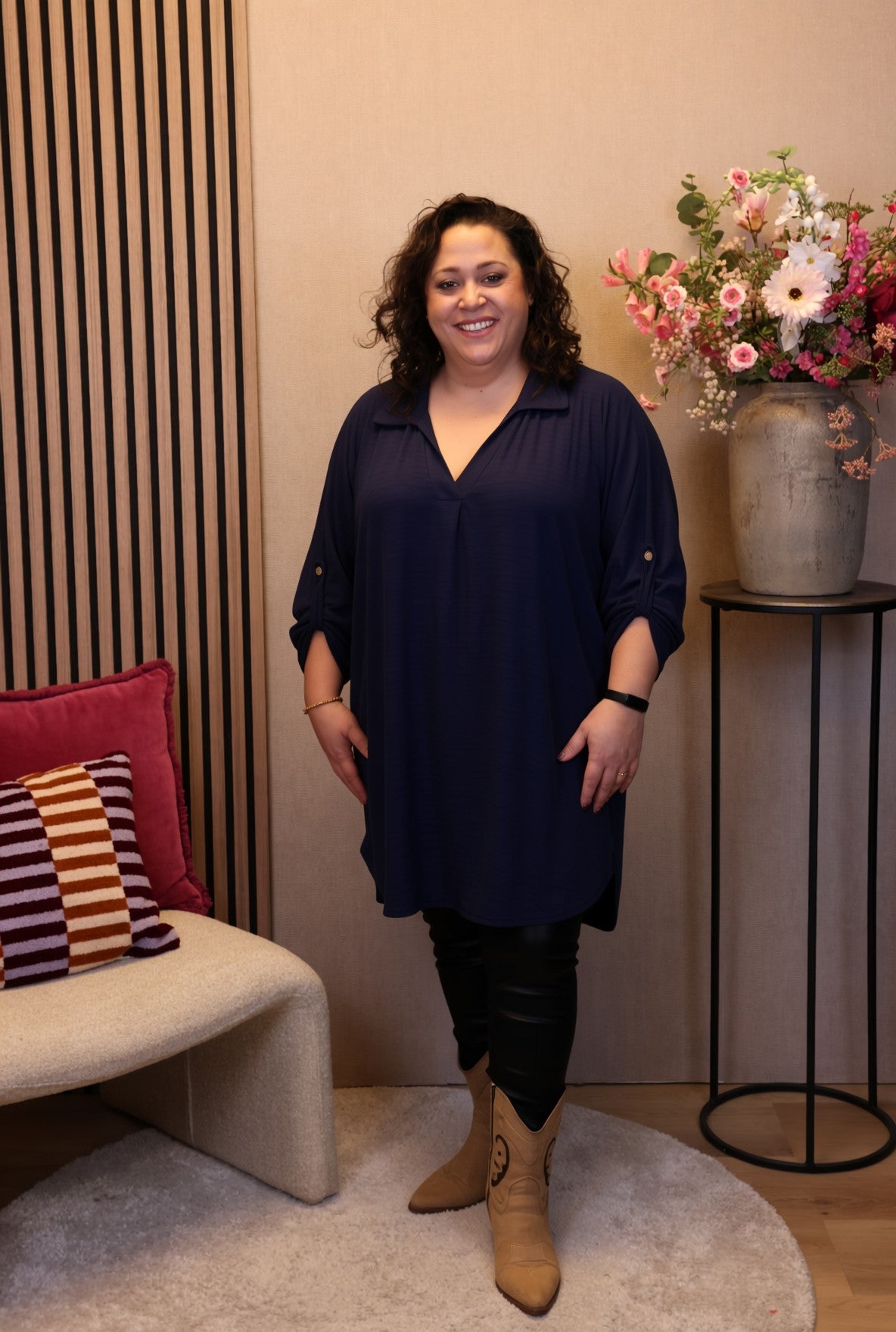 Dora | Bluse schwarz Langarm 52 bis 58