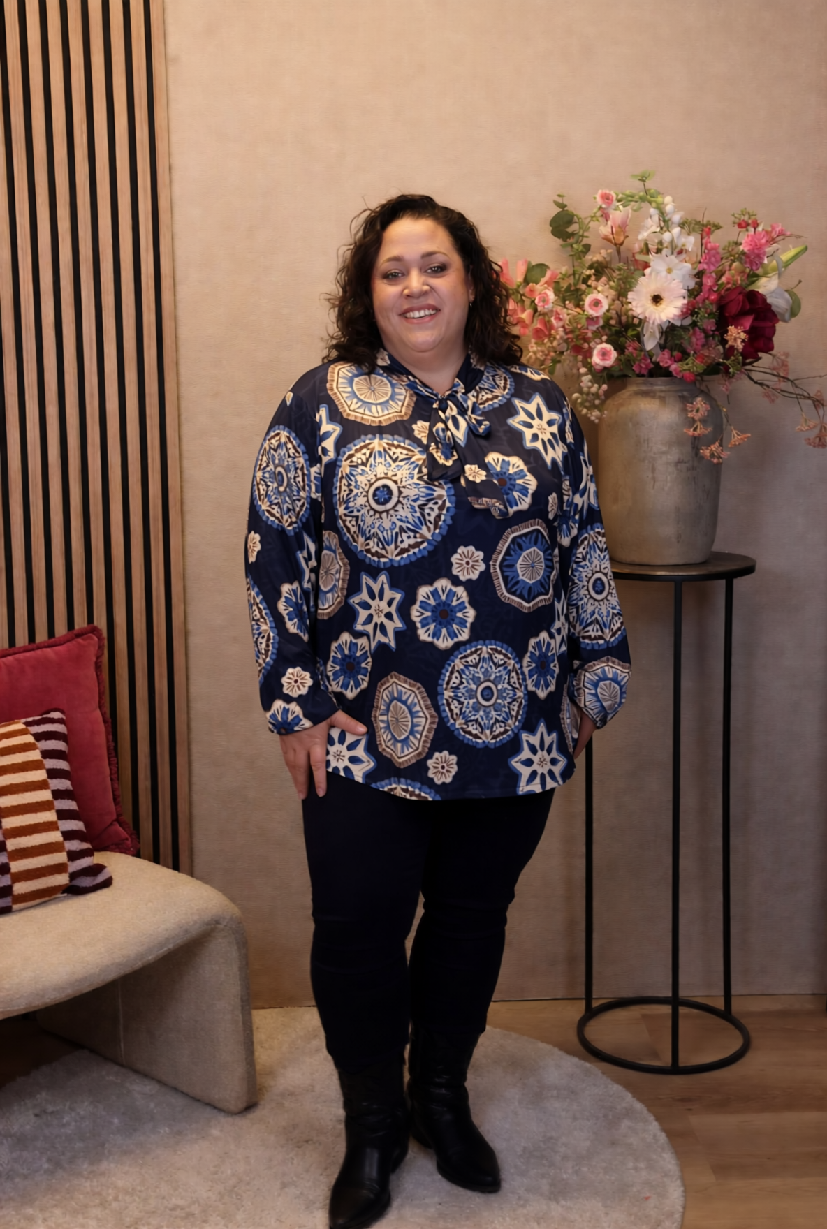 Dora | Bluse schwarz Langarm 52 bis 58