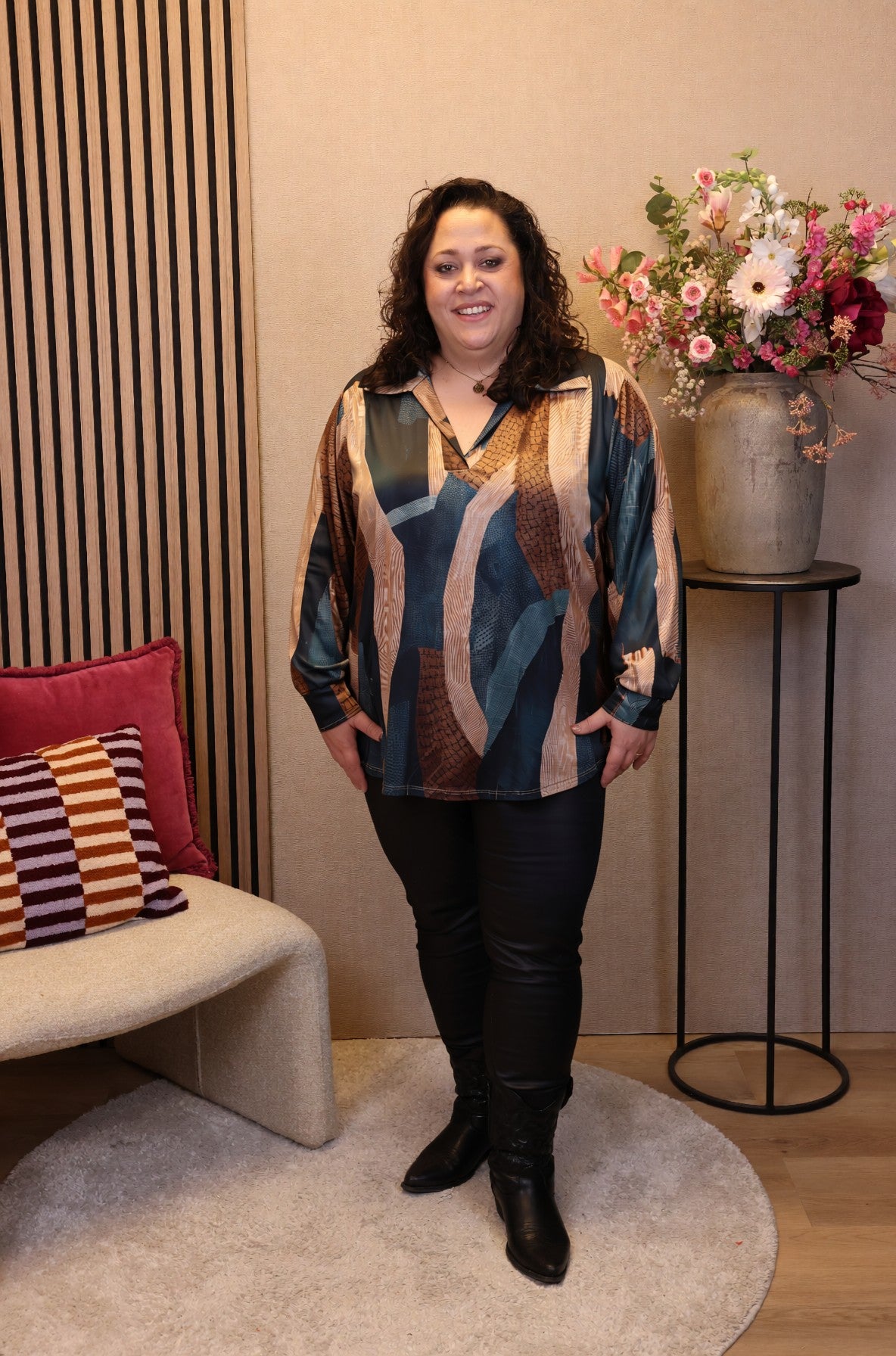 Dora | Bluse schwarz Langarm 52 bis 58