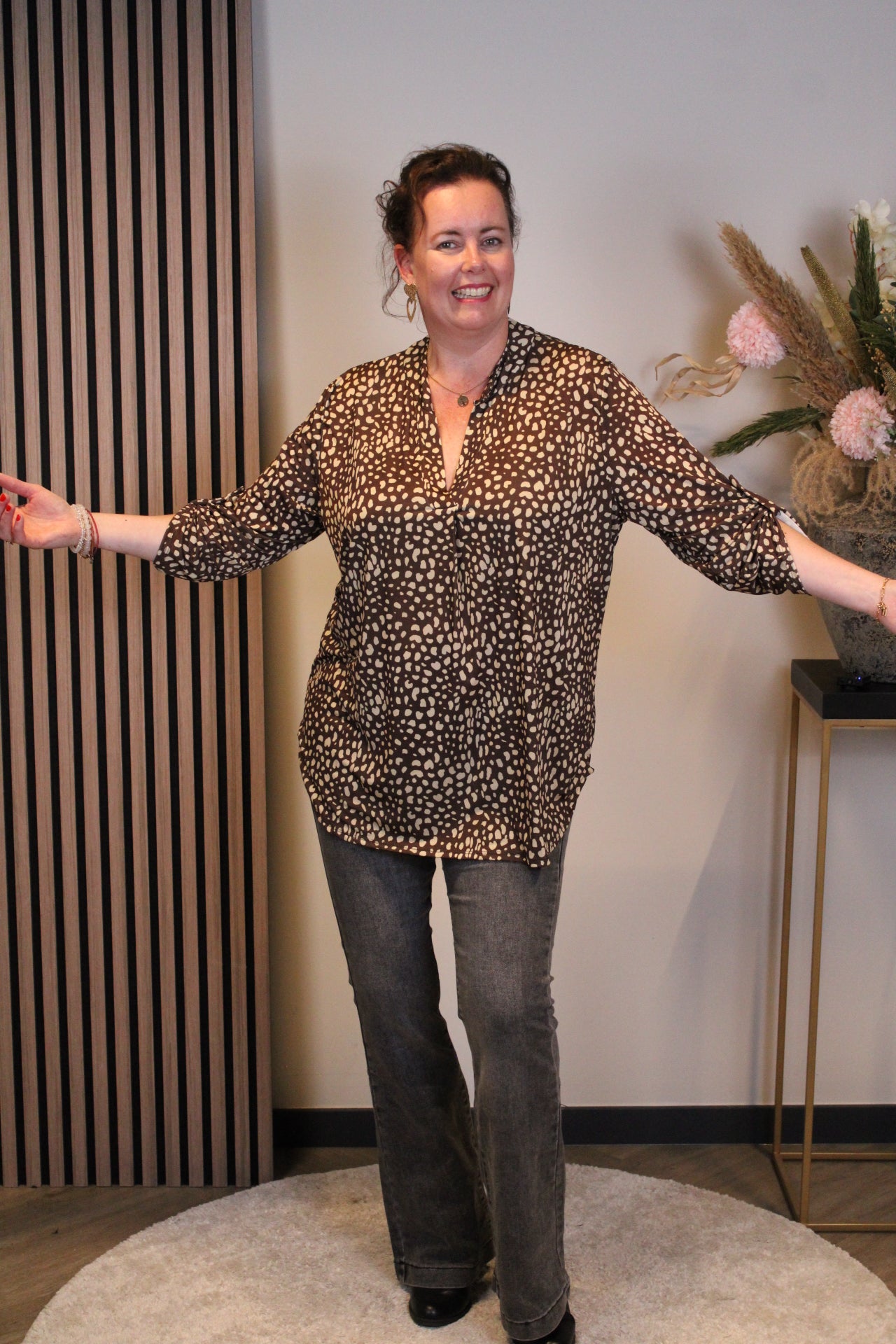 Frieda | Bluse braun Langarm 38 bis 48