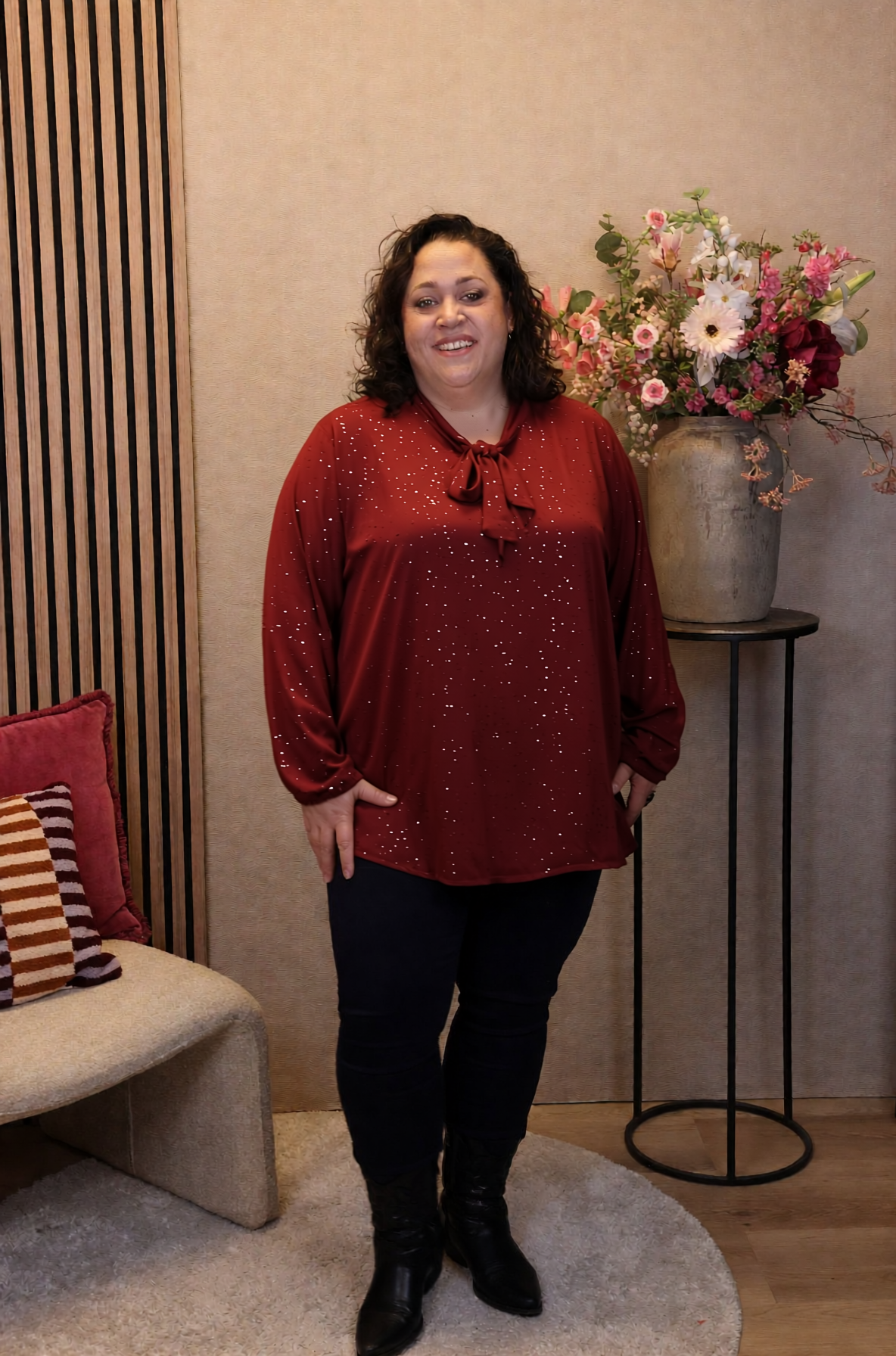Dora | Bluse schwarz Langarm 52 bis 58