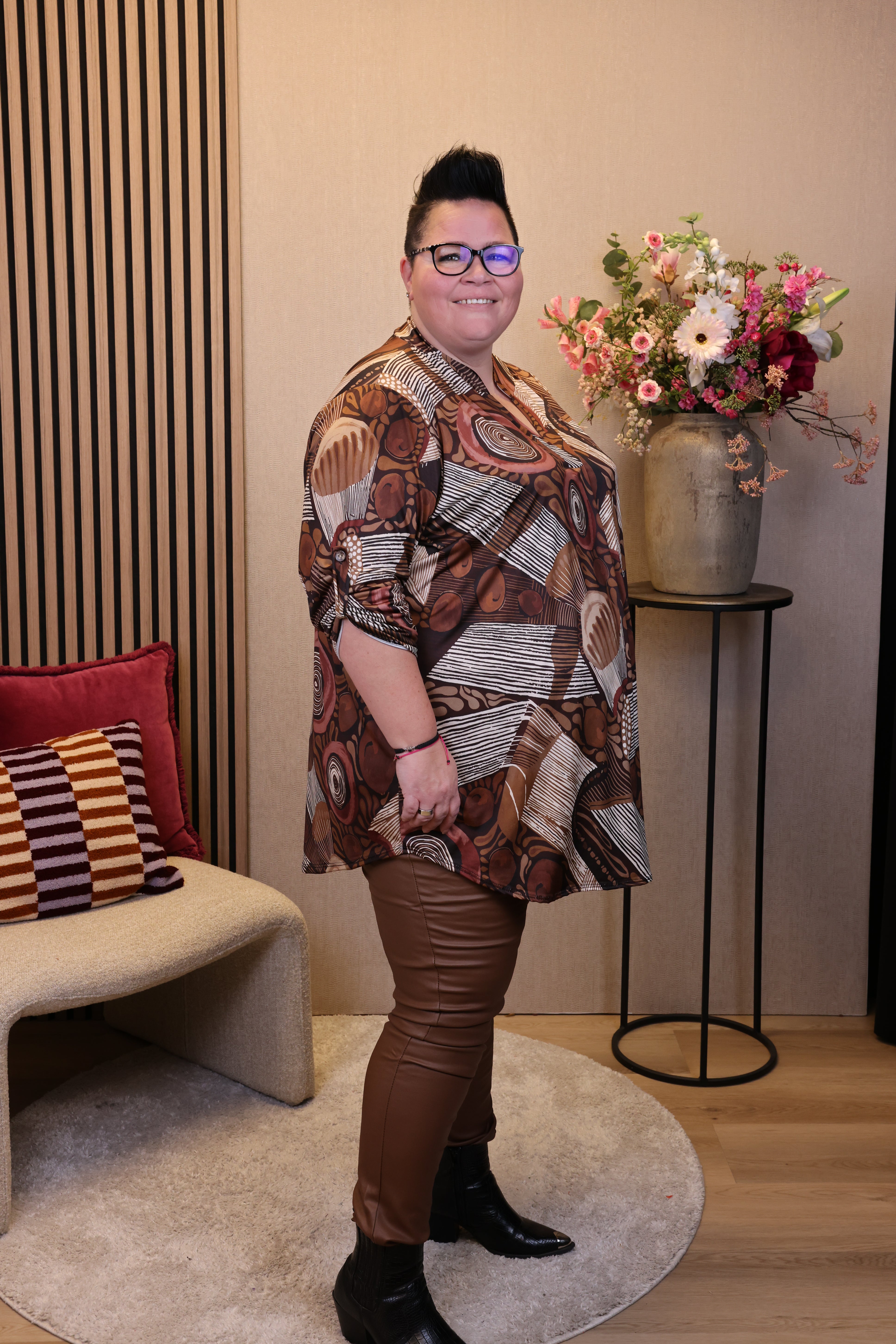 Dora | Bluse schwarz Langarm 52 bis 58