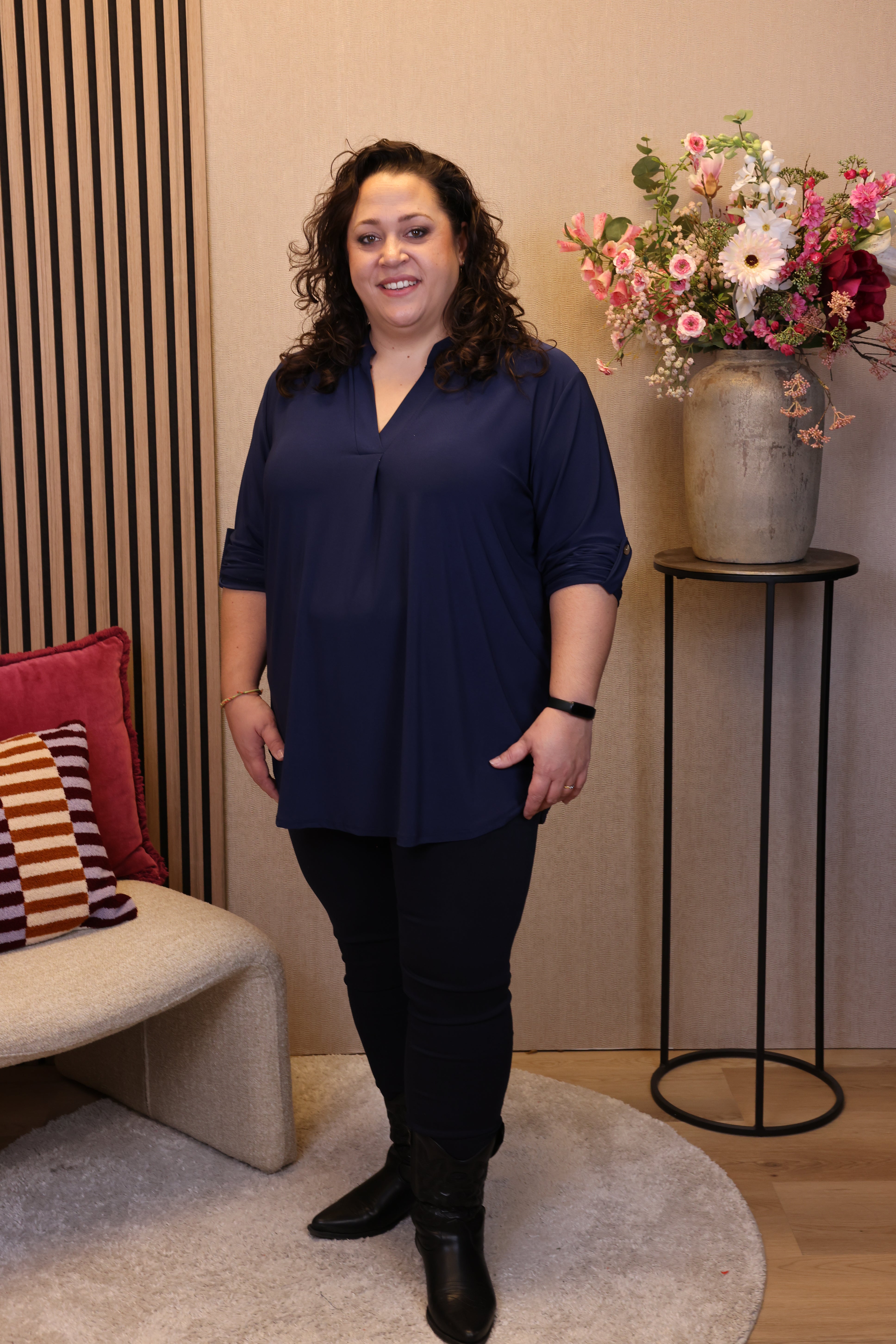 Dora | Bluse schwarz Langarm 52 bis 58