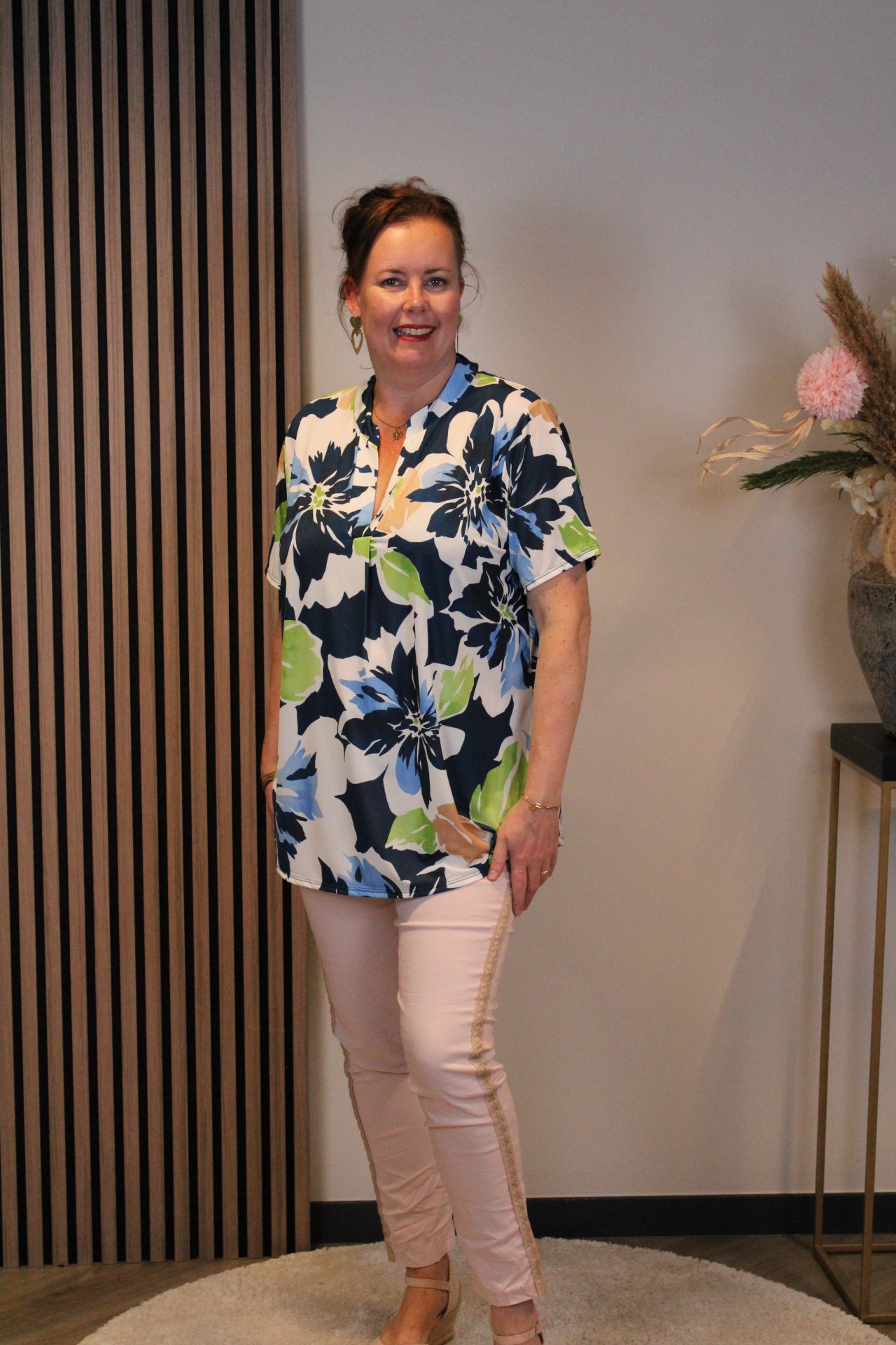 Maartje | Blouse donker blauw korte mouw 38 t/m 48