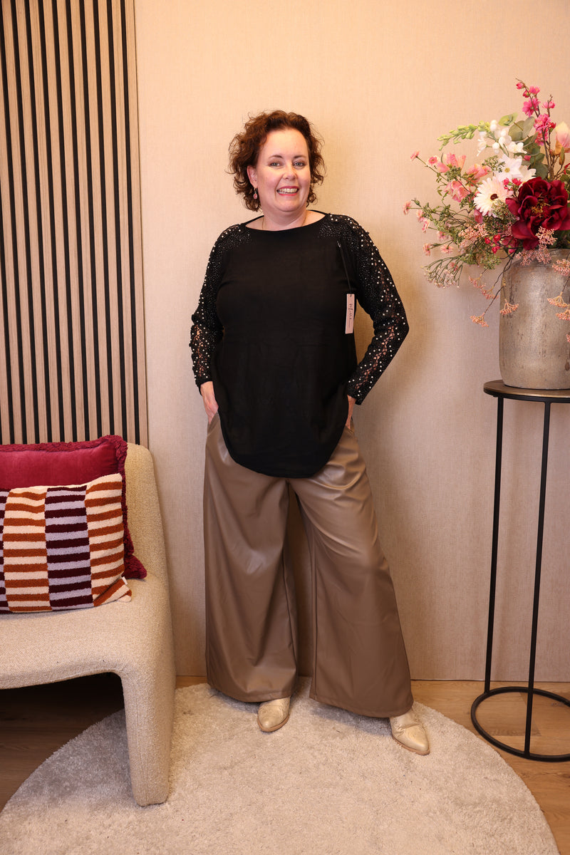 Dora | Bluse schwarz Langarm 52 bis 58
