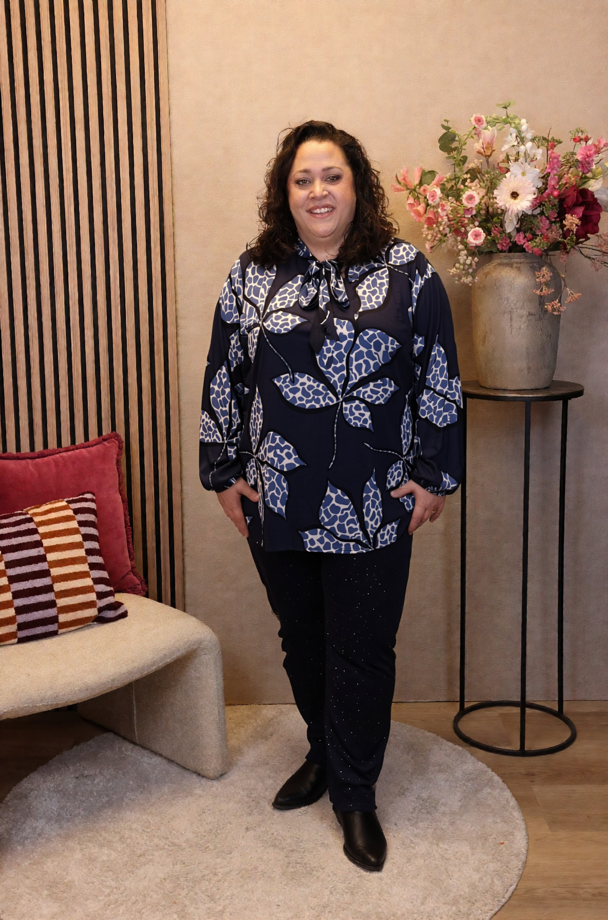 Dora | Bluse schwarz Langarm 52 bis 58