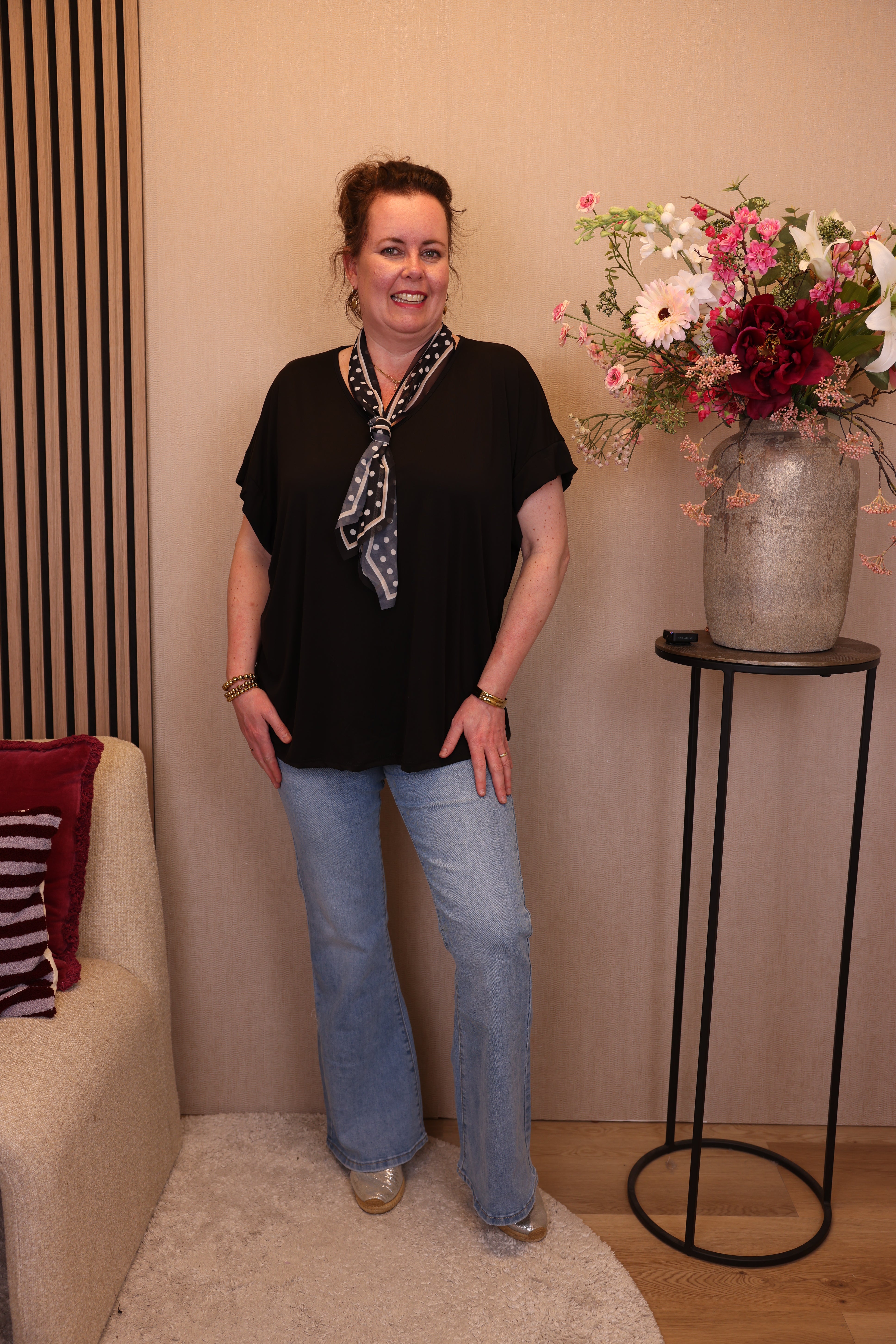 Dora | Bluse schwarz Langarm 52 bis 58